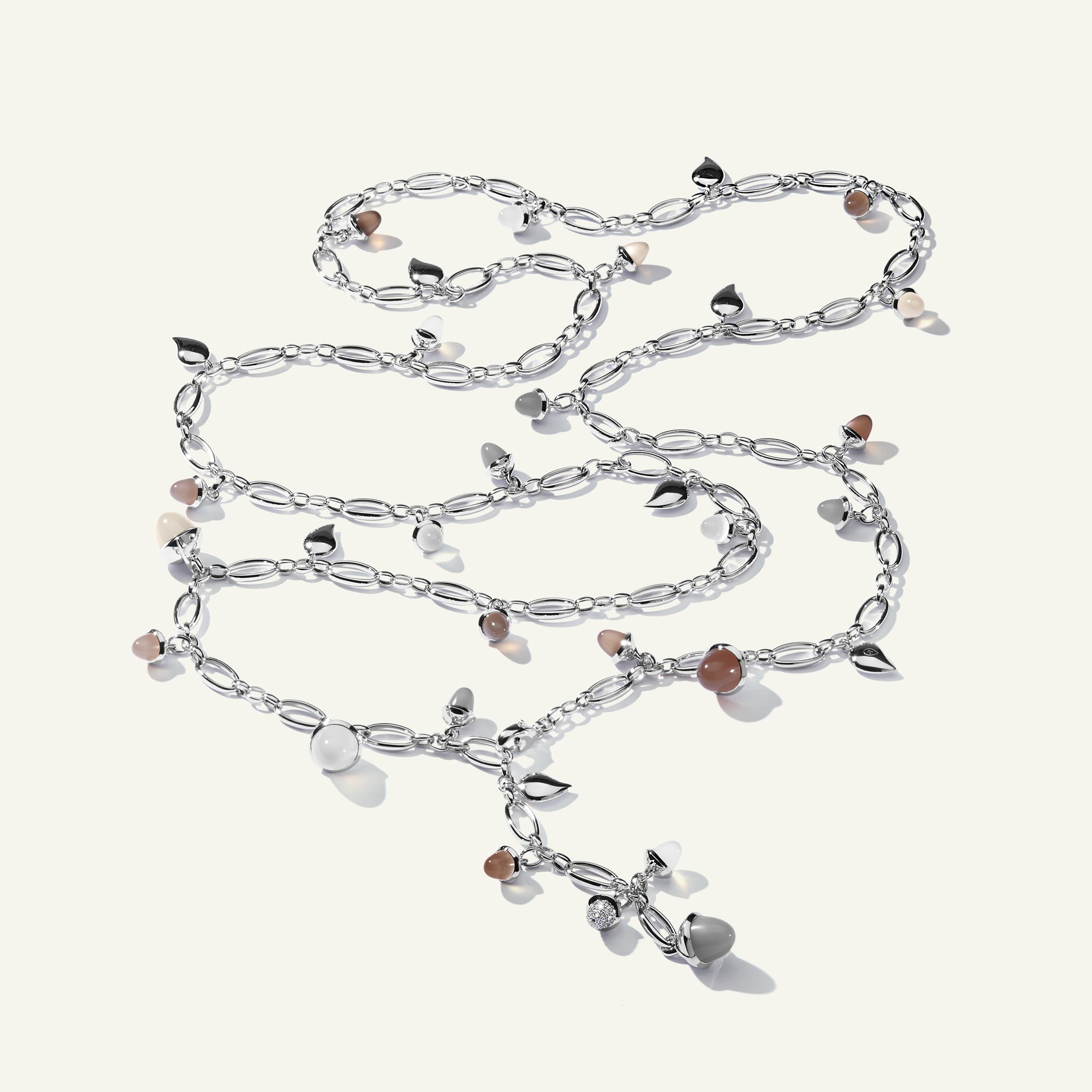 MIKADO Necklace, 100 cm in 'Cashmere' with Diamond Pavé