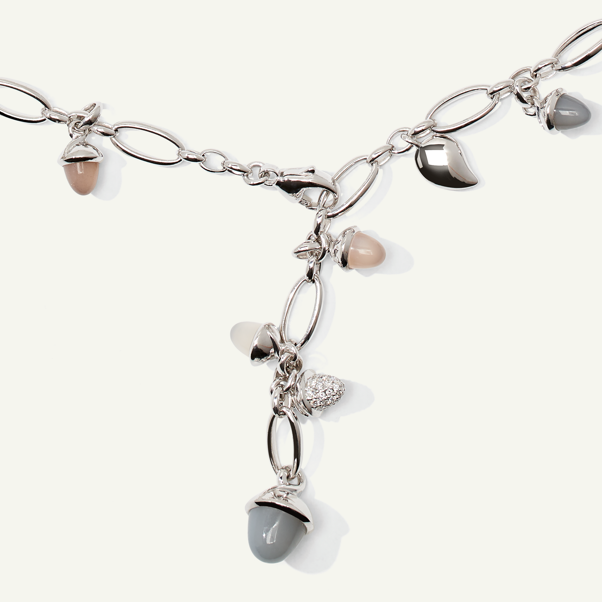 MIKADO Necklace, 100 cm in 'Cashmere' with Diamond Pavé