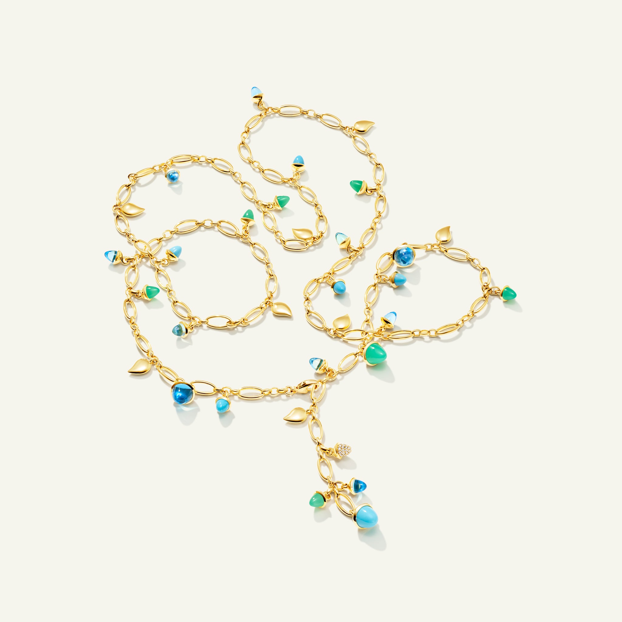 MIKADO Halskette, 100 cm in 'Lagoon' mit Diamond Pavé