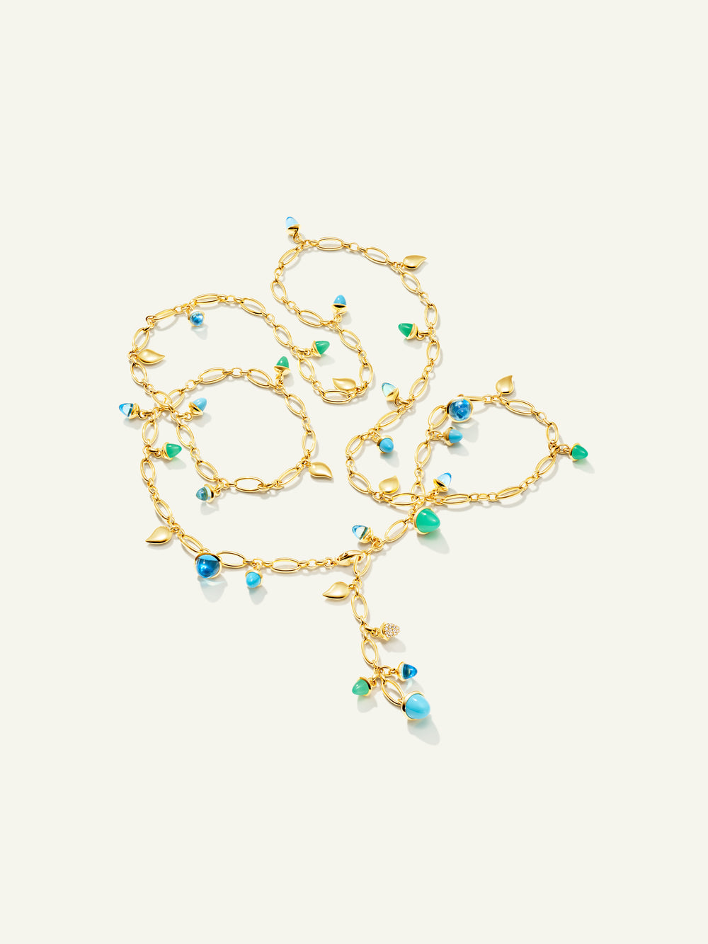 MIKADO Halskette, 100 cm in 'Lagoon' mit Diamond Pavé