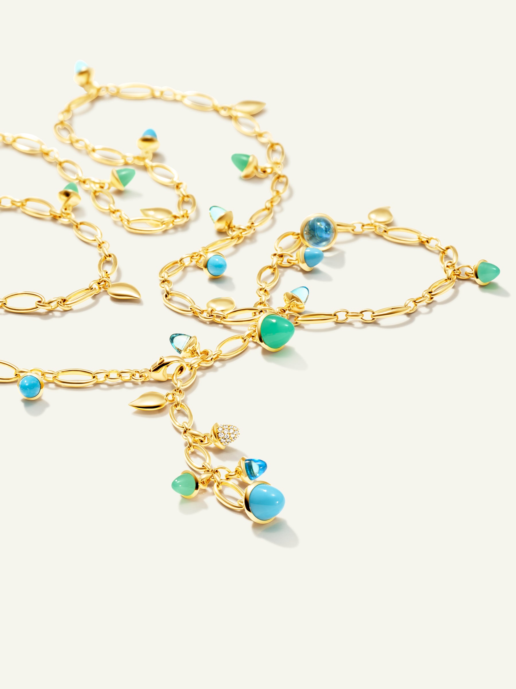 Necklace MIKADO 'Lagoon' with Diamond Pavé - 100 cm
