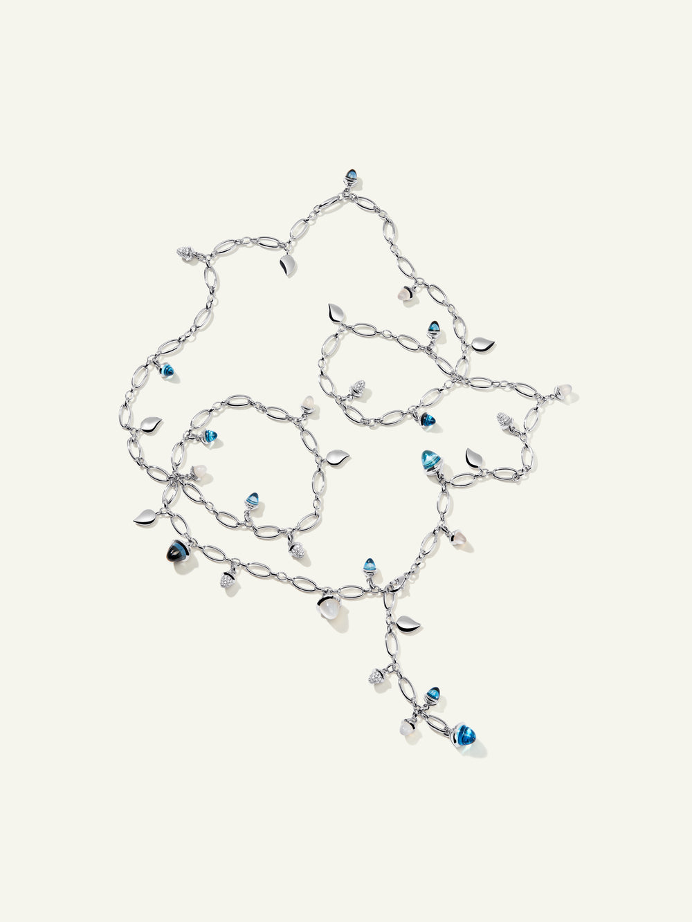 Necklace MIKADO 'Ocean' with Diamond Pavé - 100 cm