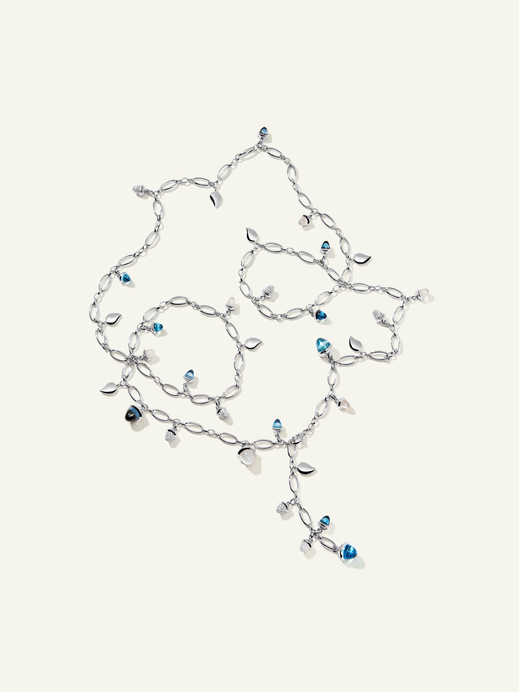 Necklace MIKADO 'Ocean' with Diamond Pavé - 100 cm