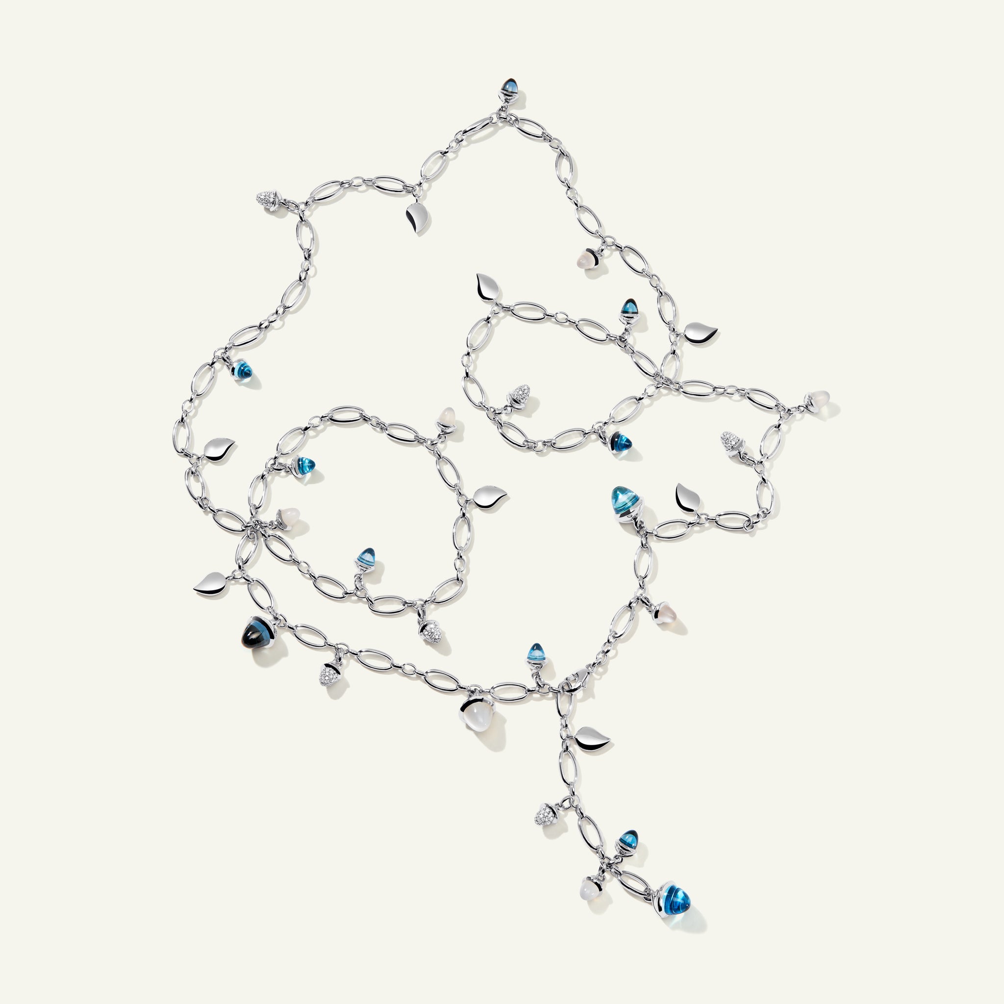 MIKADO Halskette, 100 cm in 'Ocean' mit Diamond Pavé