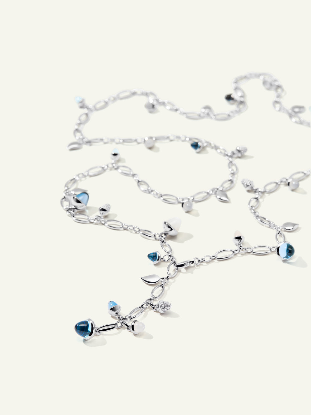 Necklace MIKADO 'Ocean' with Diamond Pavé - 100 cm