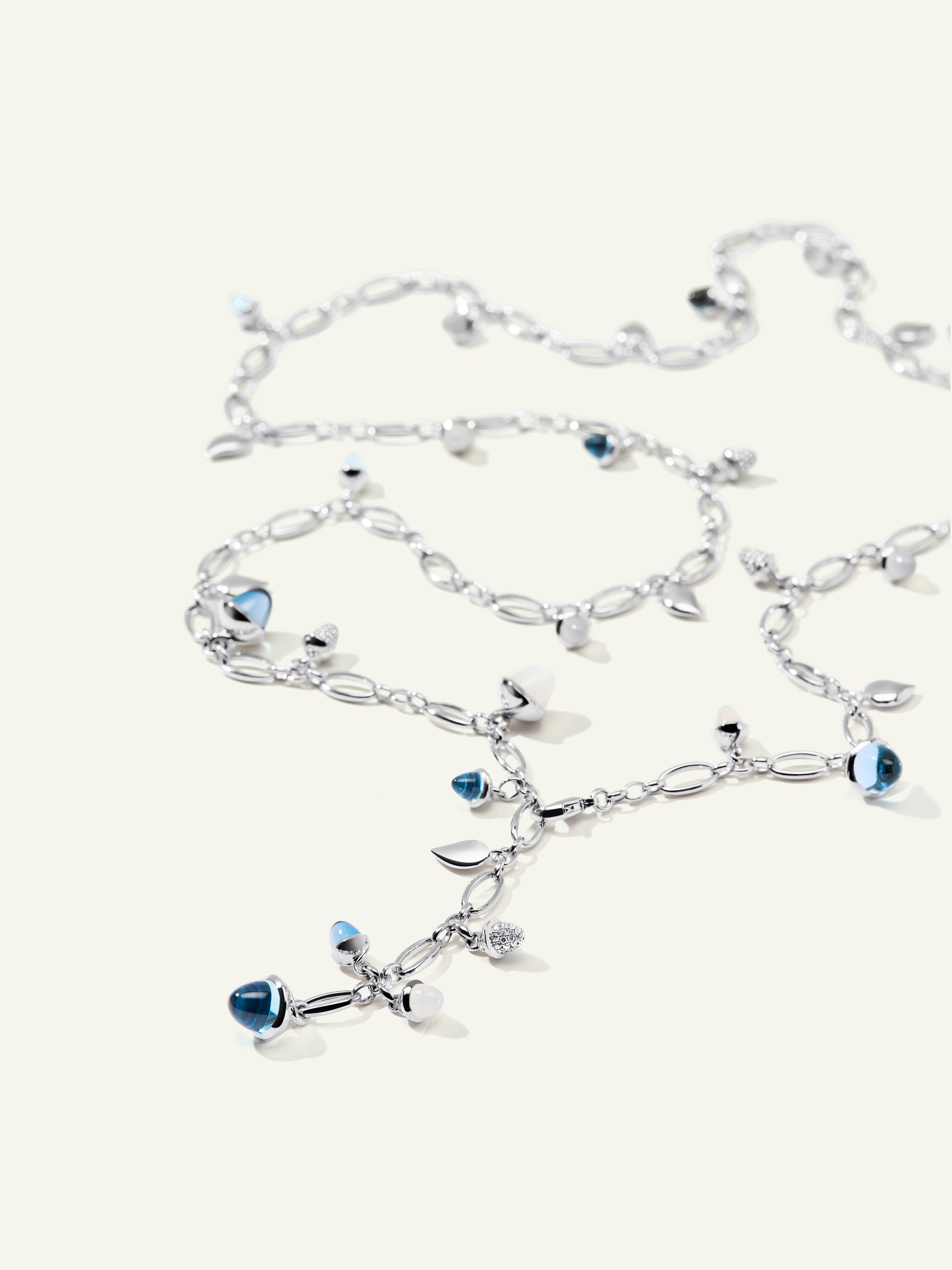 Necklace MIKADO 'Ocean' with Diamond Pavé - 100 cm