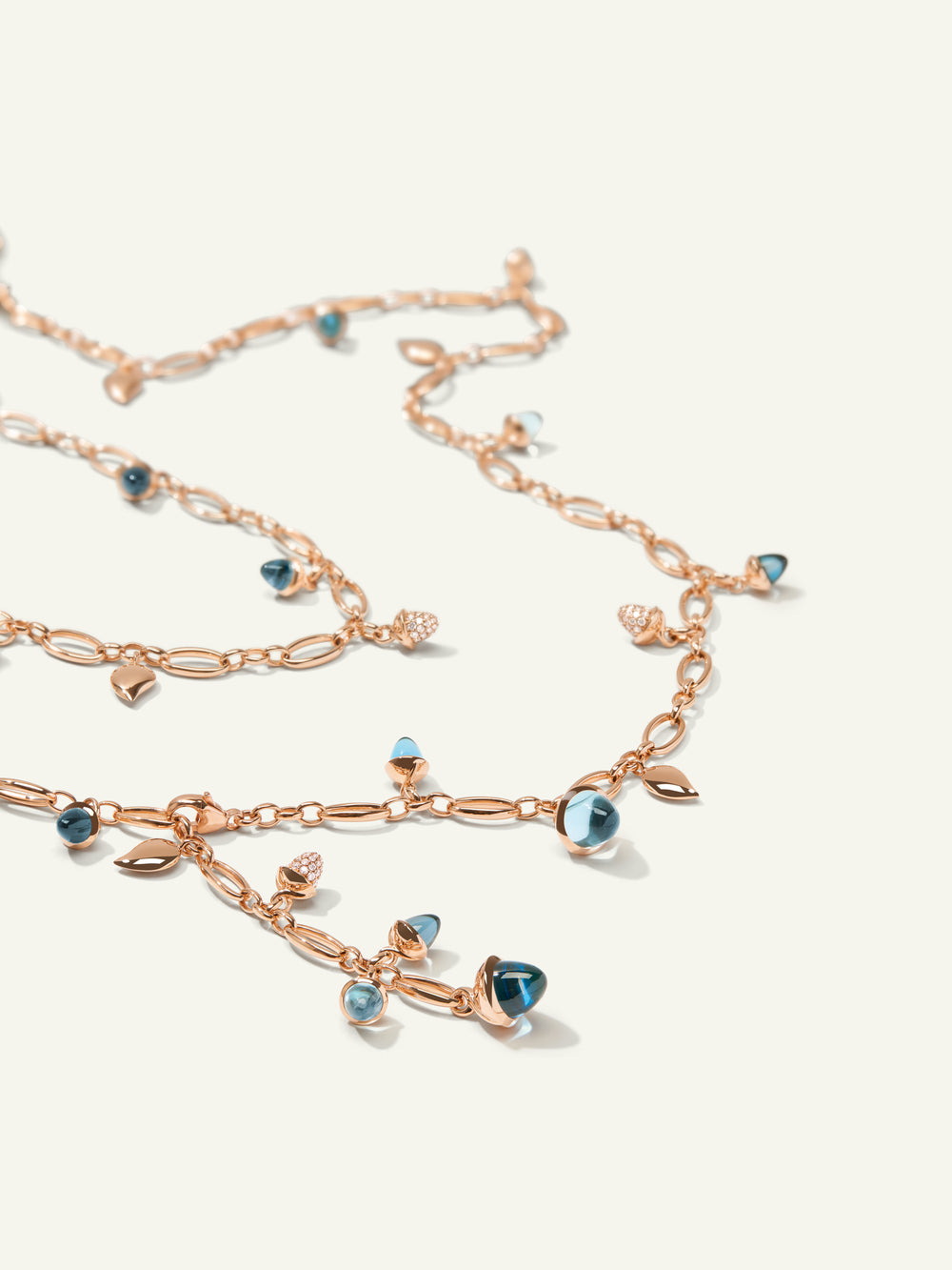 MIKADO Necklace, 100 cm in 'Sky' with Diamond Pavé