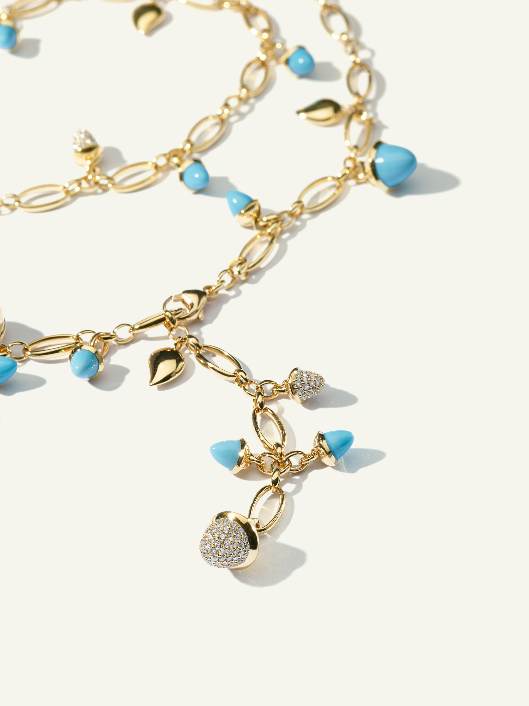 Necklace MIKADO 'Turquoise' with Diamond Pavé - 100 cm