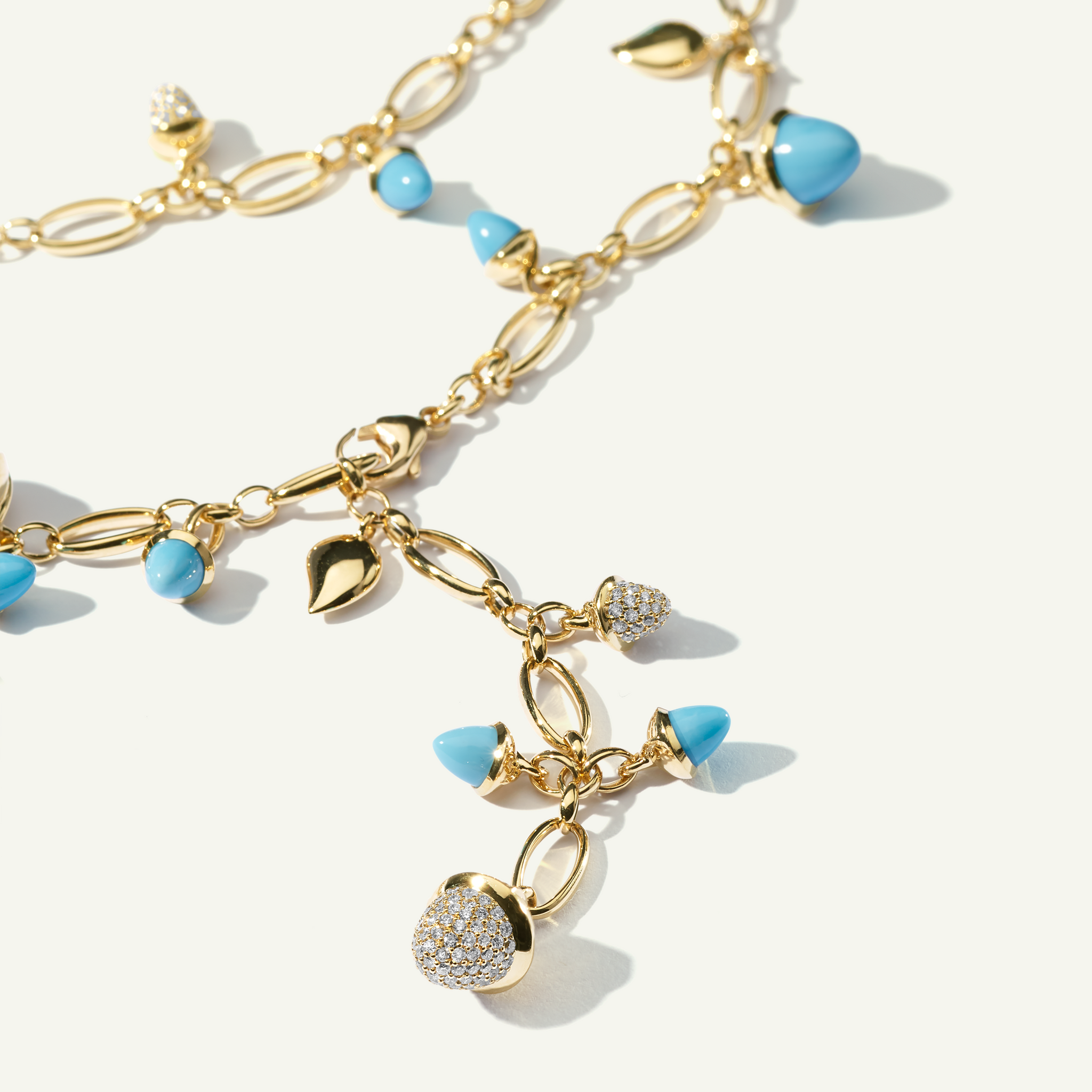 MIKADO Halskette, 100 cm in 'Turquoise' mit Diamond Pavé