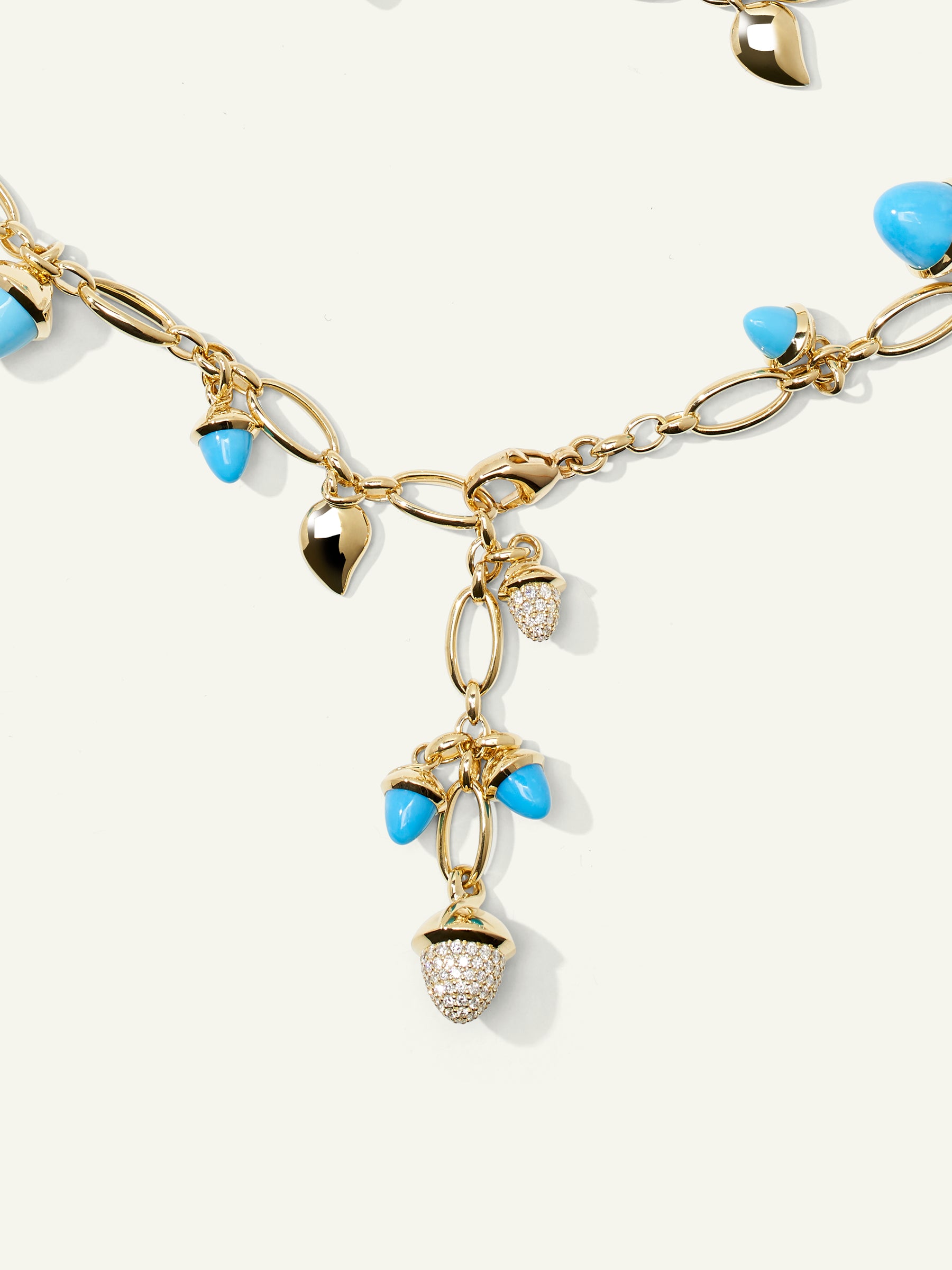 Necklace MIKADO 'Turquoise' with Diamond Pavé - 100 cm