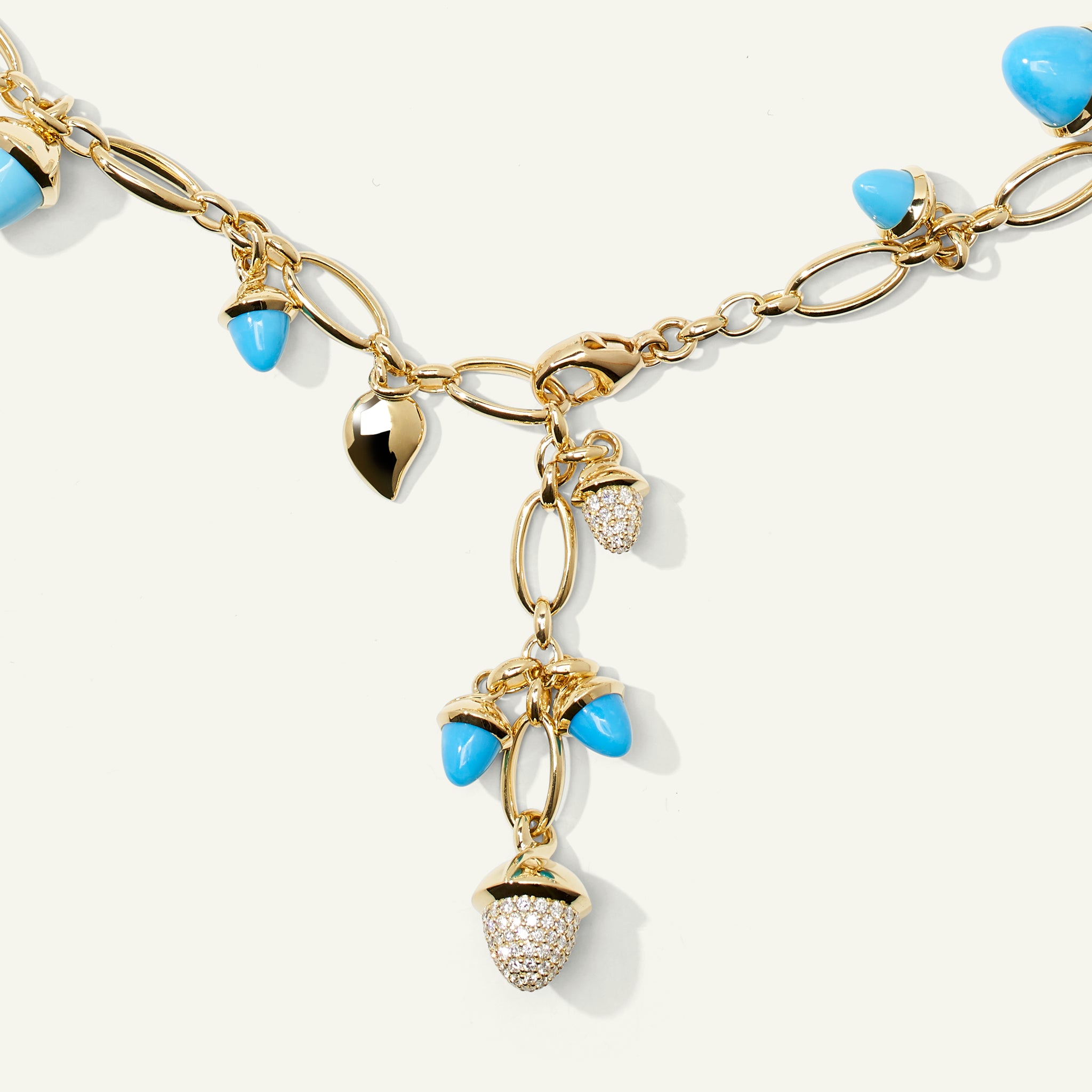 MIKADO Halskette, 100 cm in 'Turquoise' mit Diamond Pavé