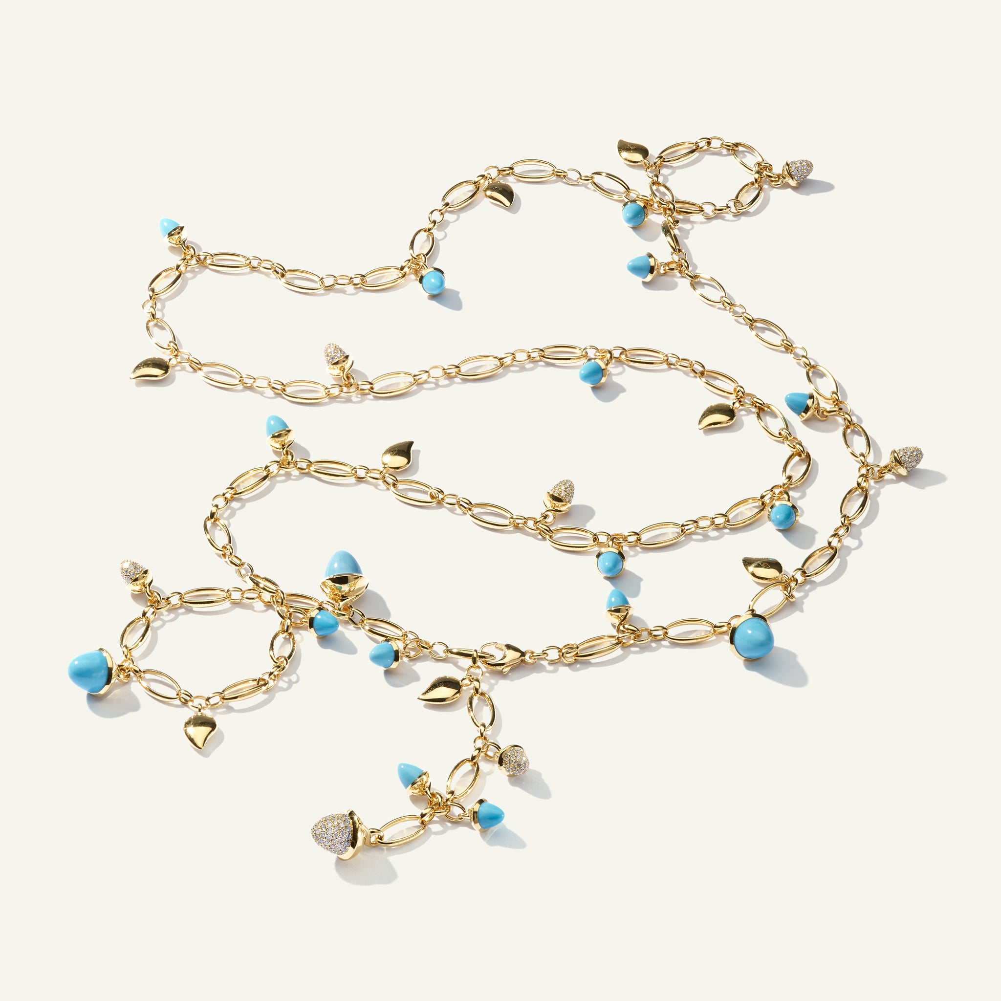 MIKADO Halskette, 100 cm in 'Turquoise' mit Diamond Pavé