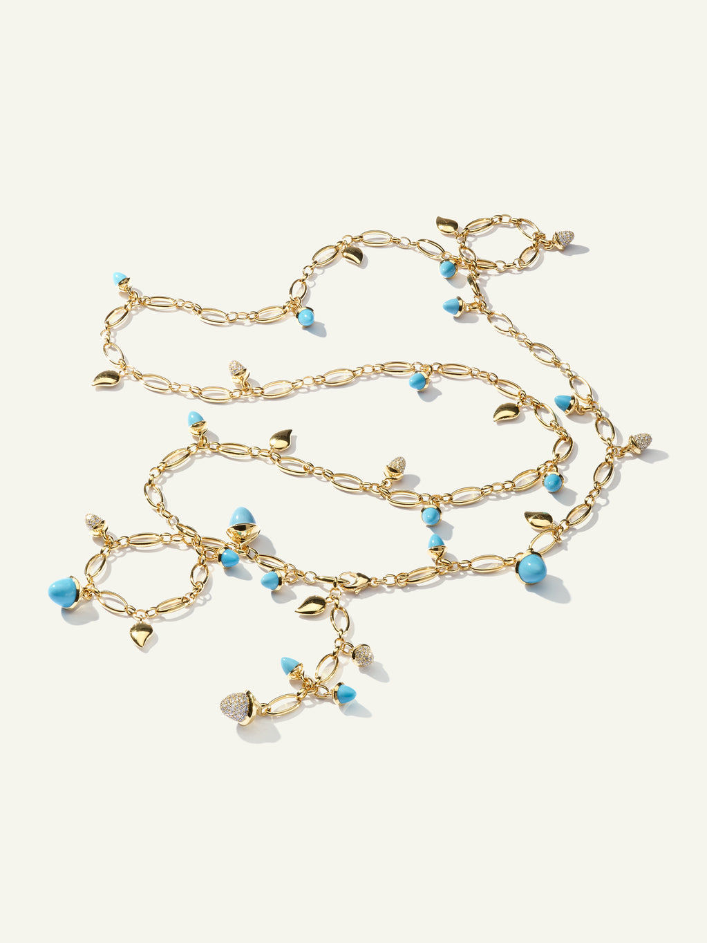 MIKADO Halskette, 100 cm in 'Turquoise' mit Diamond Pavé