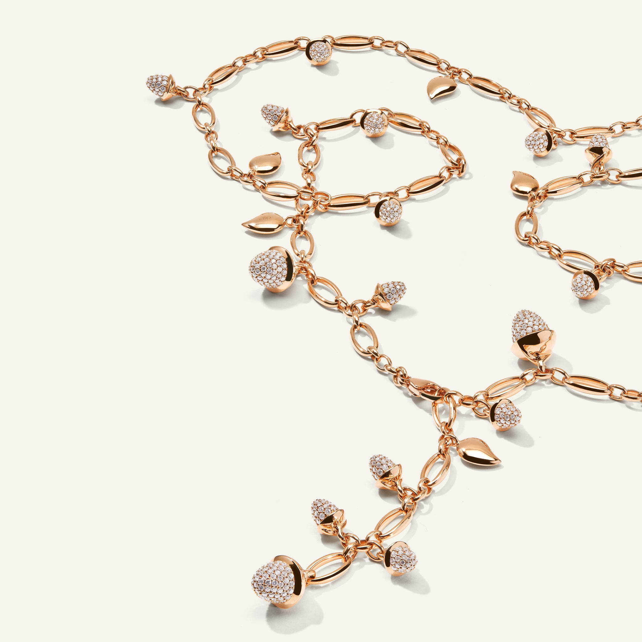 MIKADO Necklace, 100 cm with Diamond Pavé