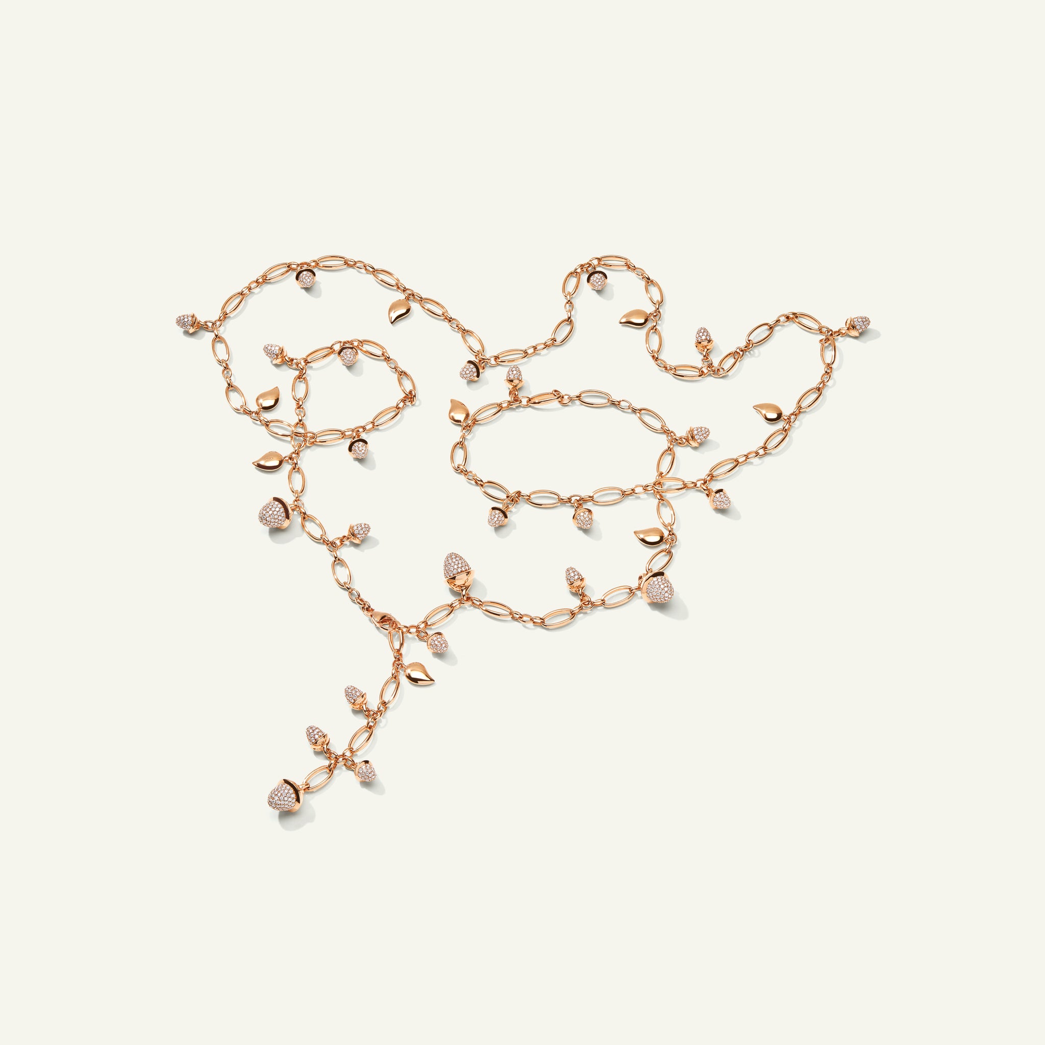 MIKADO Necklace, 100 cm with Diamond Pavé