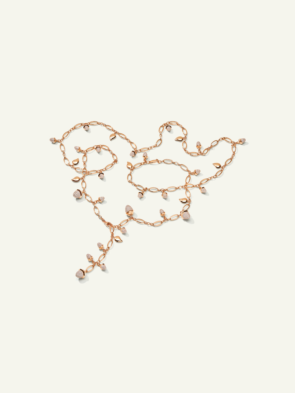 MIKADO Necklace, 100 cm with Diamond Pavé