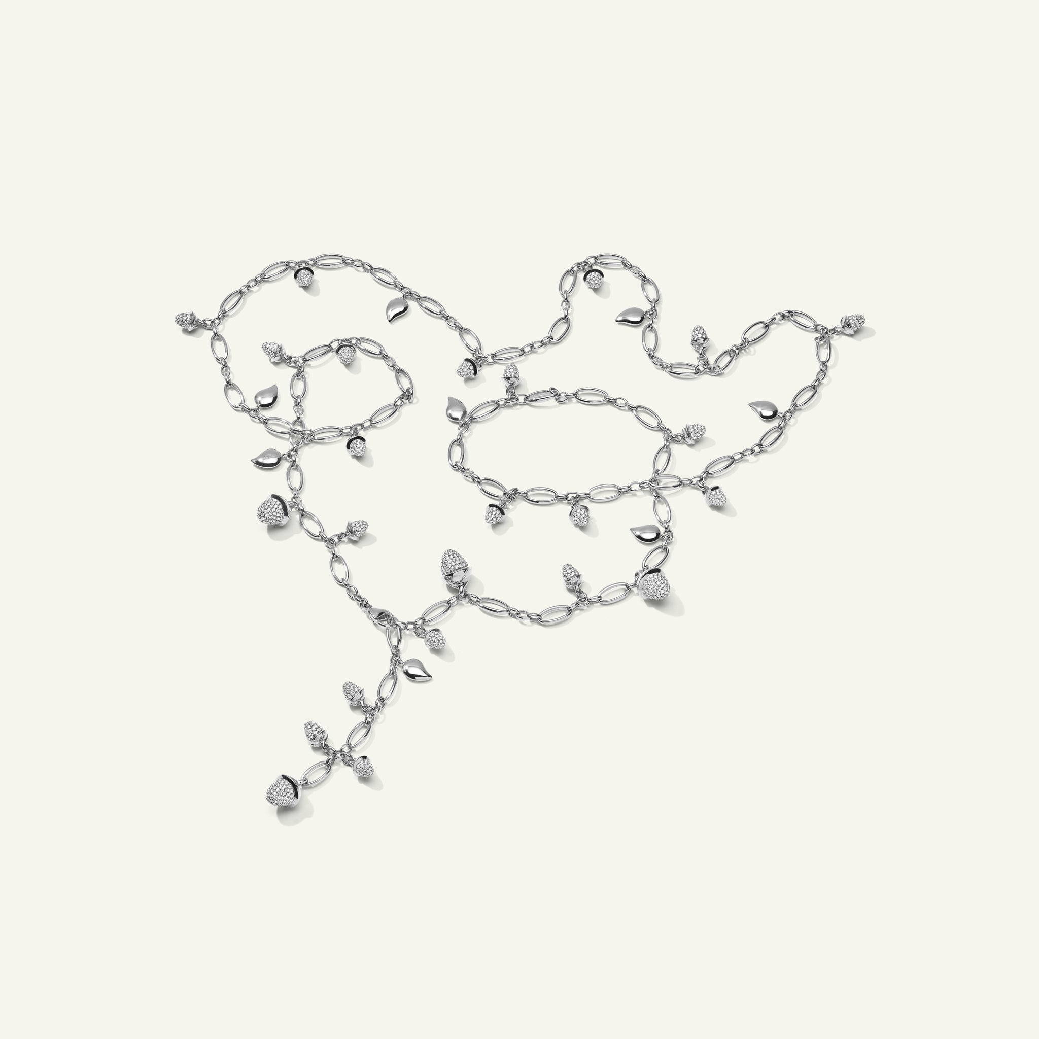 MIKADO Necklace, 100 cm with Diamond Pavé