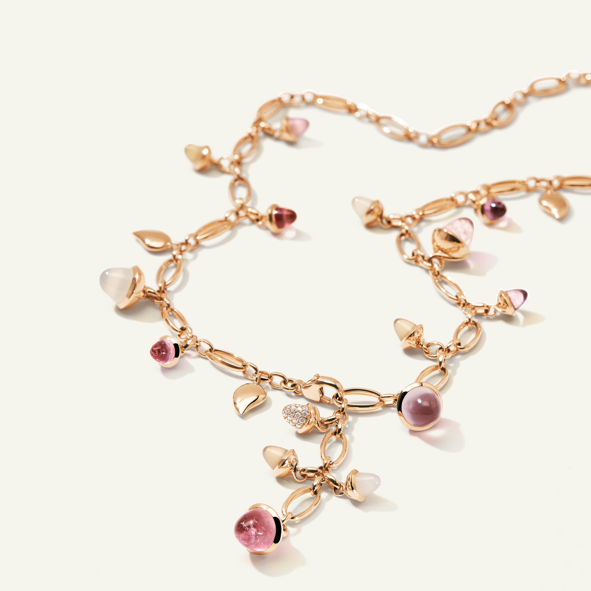 MIKADO Necklace, 56 cm in 'Blush' with Diamond Pavé