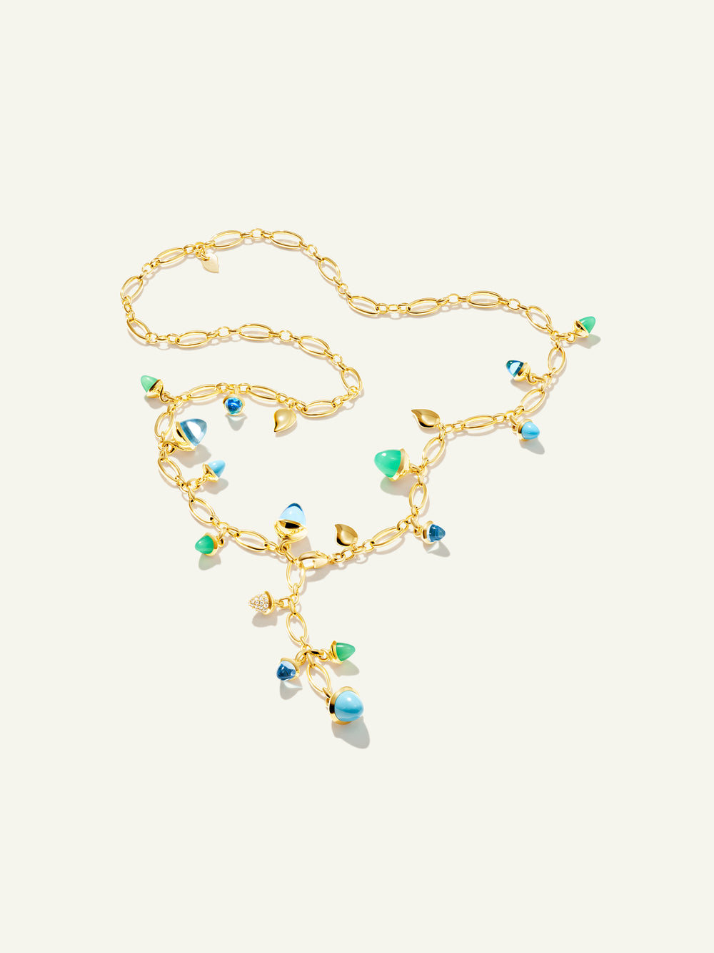 Necklace MIKADO 'Lagoon' with Diamond Pavé - 56cm