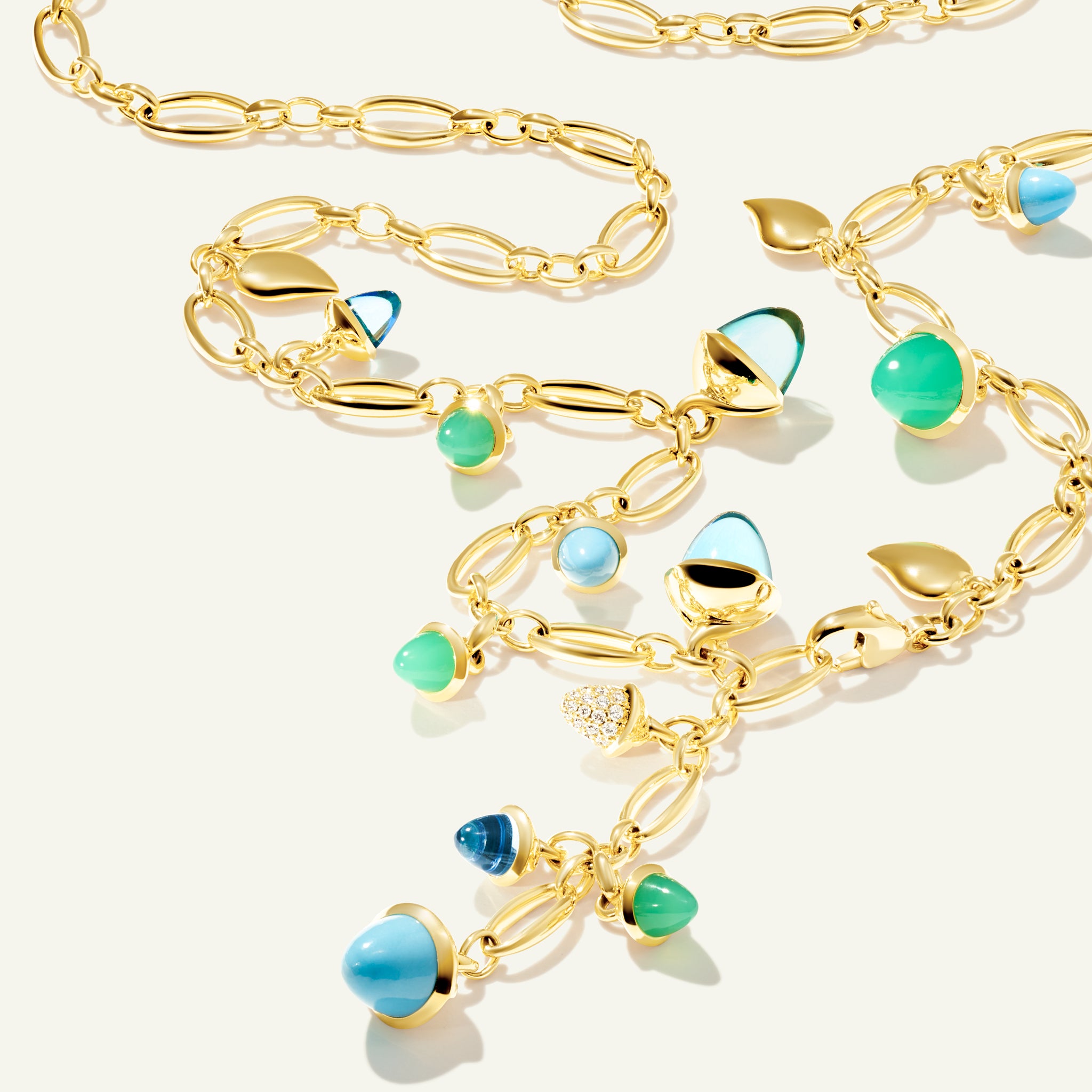 MIKADO Halskette, 56 cm in 'Lagoon' mit Diamond Pavé