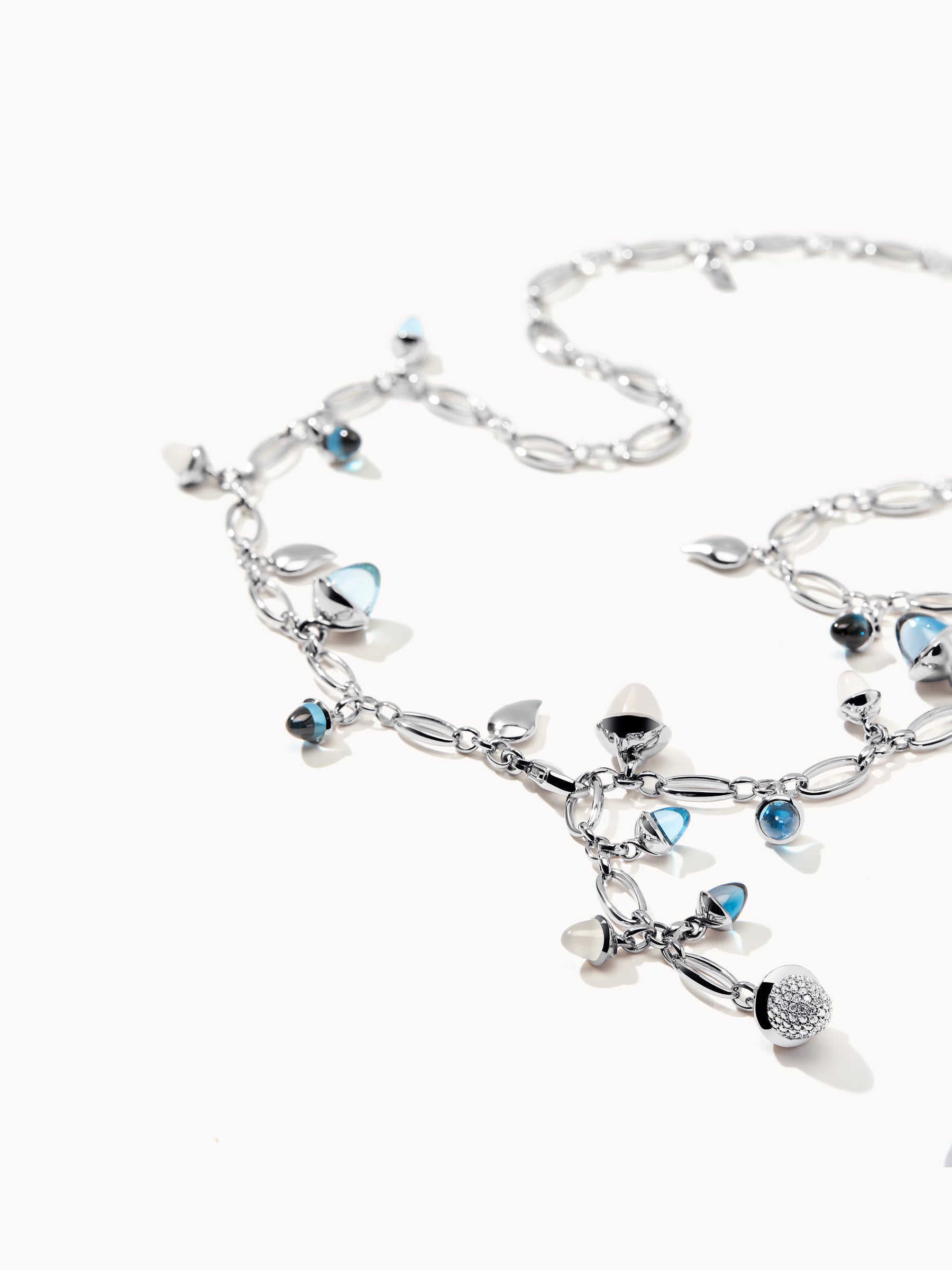 Necklace MIKADO 'Ocean' with Diamond Pavé - 56 cm