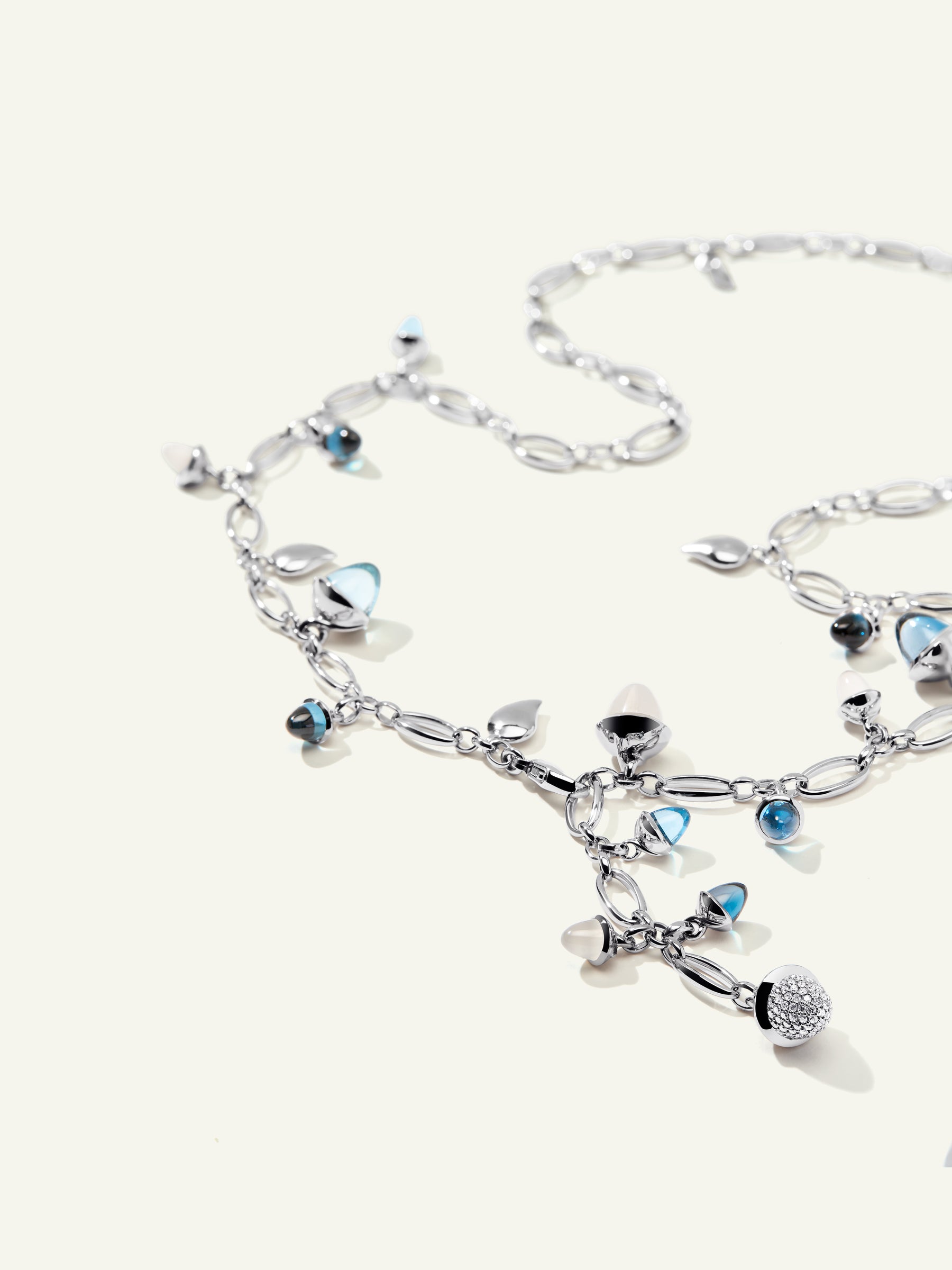 Necklace MIKADO 'Ocean' with Diamond Pavé - 56 cm