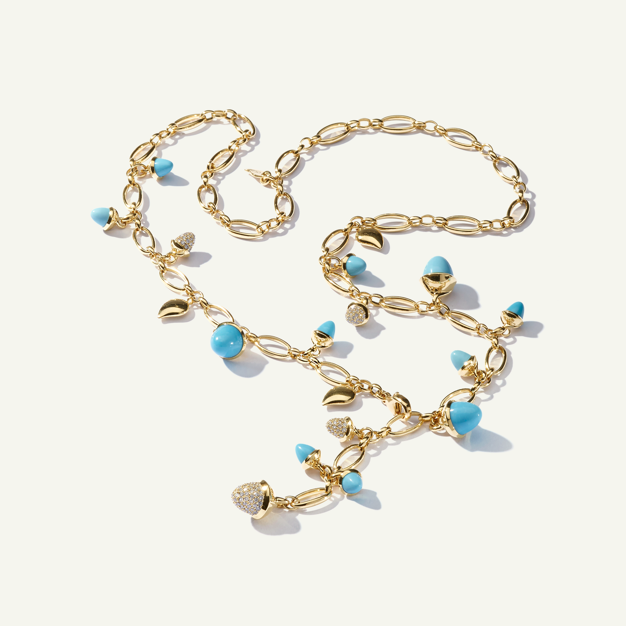 MIKADO Halskette, 56 cm in 'Turquoise' mit Diamond Pavé