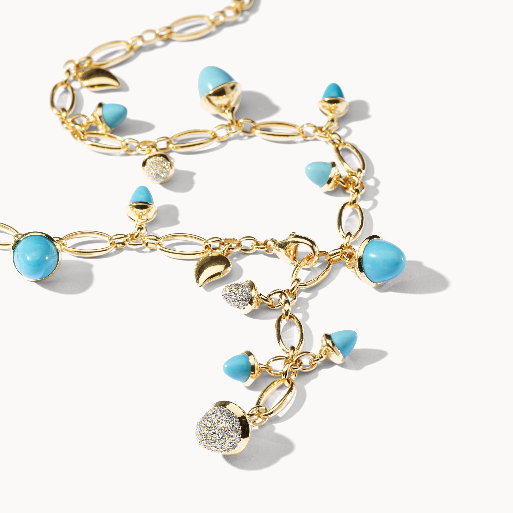 MIKADO Halskette, 56 cm in 'Turquoise' mit Diamond Pavé