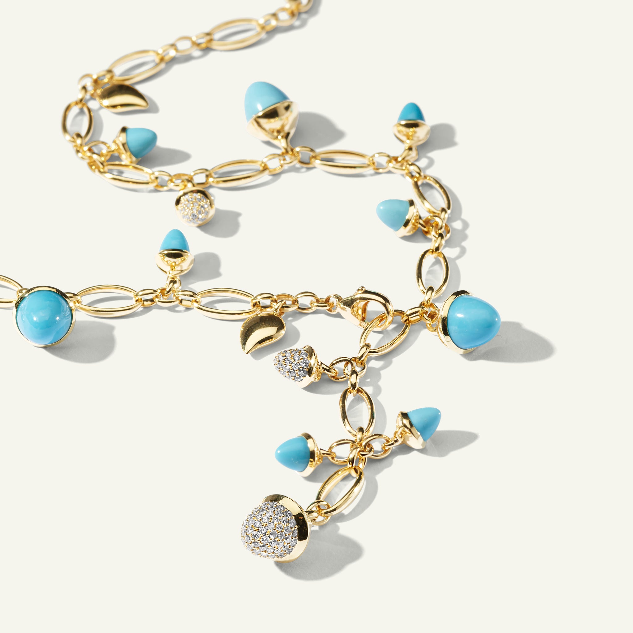MIKADO Halskette, 56 cm in 'Turquoise' mit Diamond Pavé