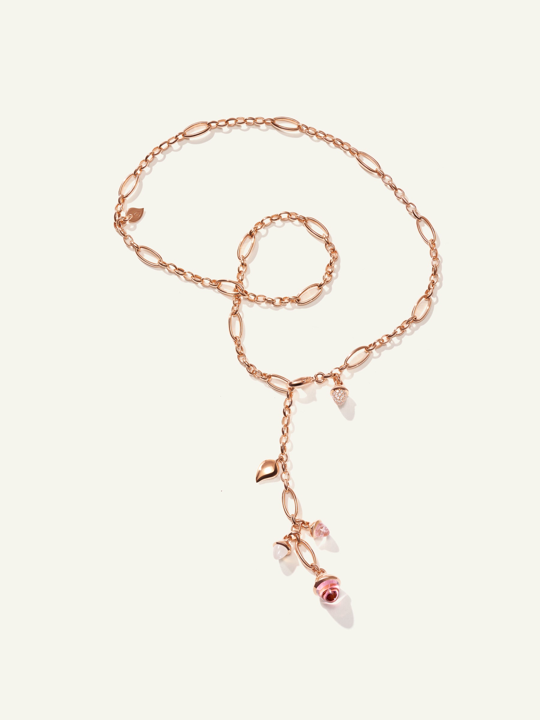 MIKADO Delicate Necklace, 51 cm in 'Blush' with Diamond Pavé