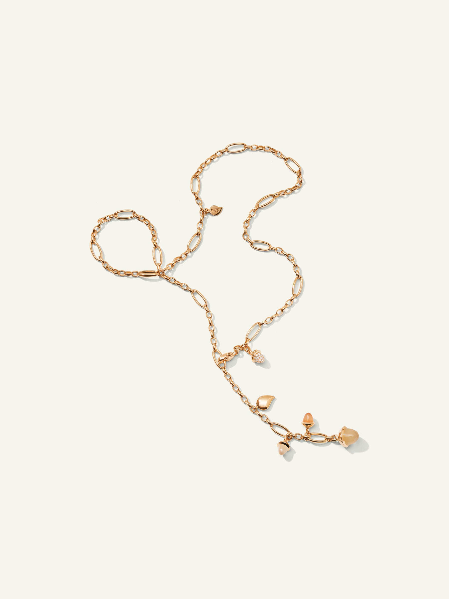 MIKADO Delicate Necklace, 51 cm in 'Camel' with Diamond Pavé