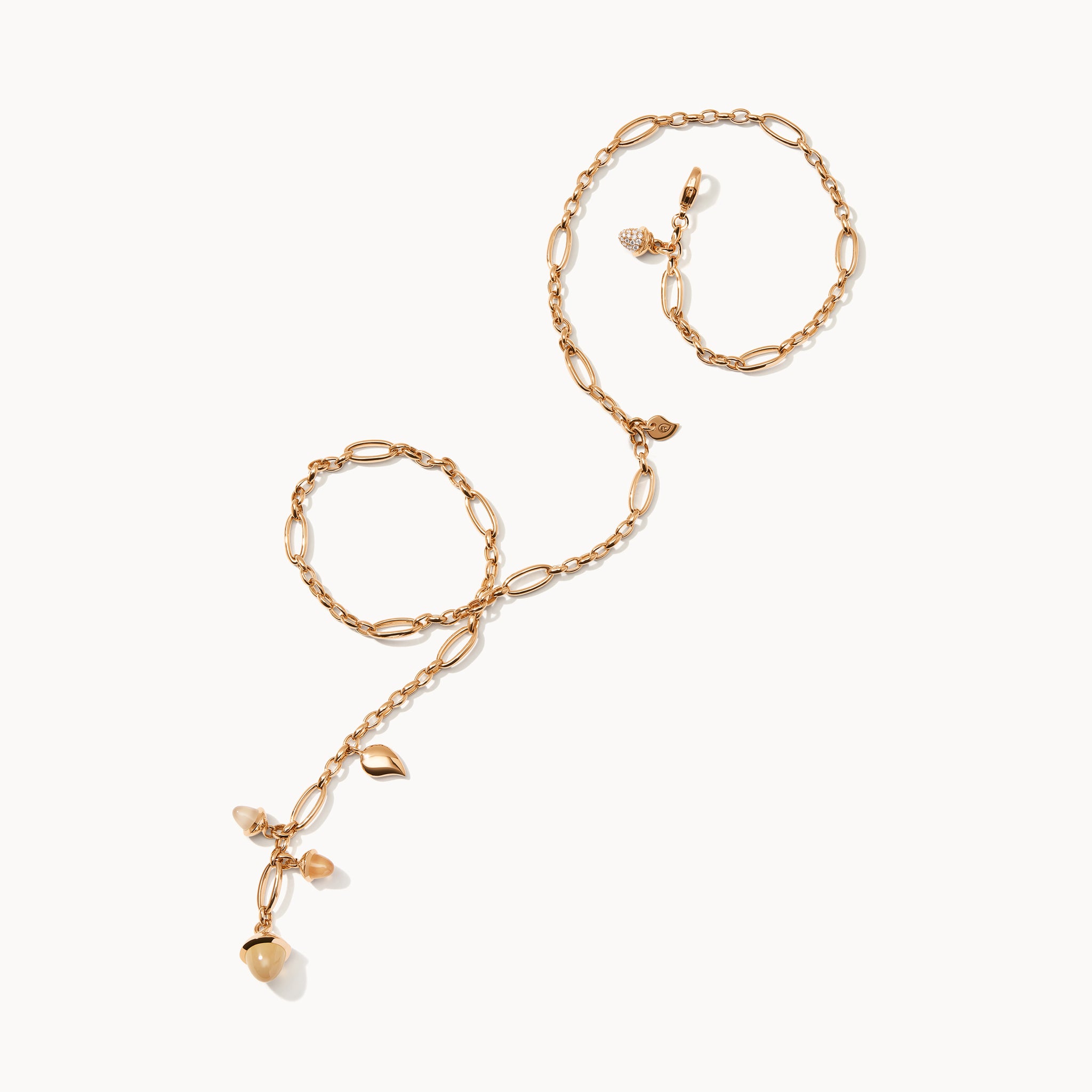 MIKADO Halskette, 51 cm in 'Camel' with Diamond Pavé