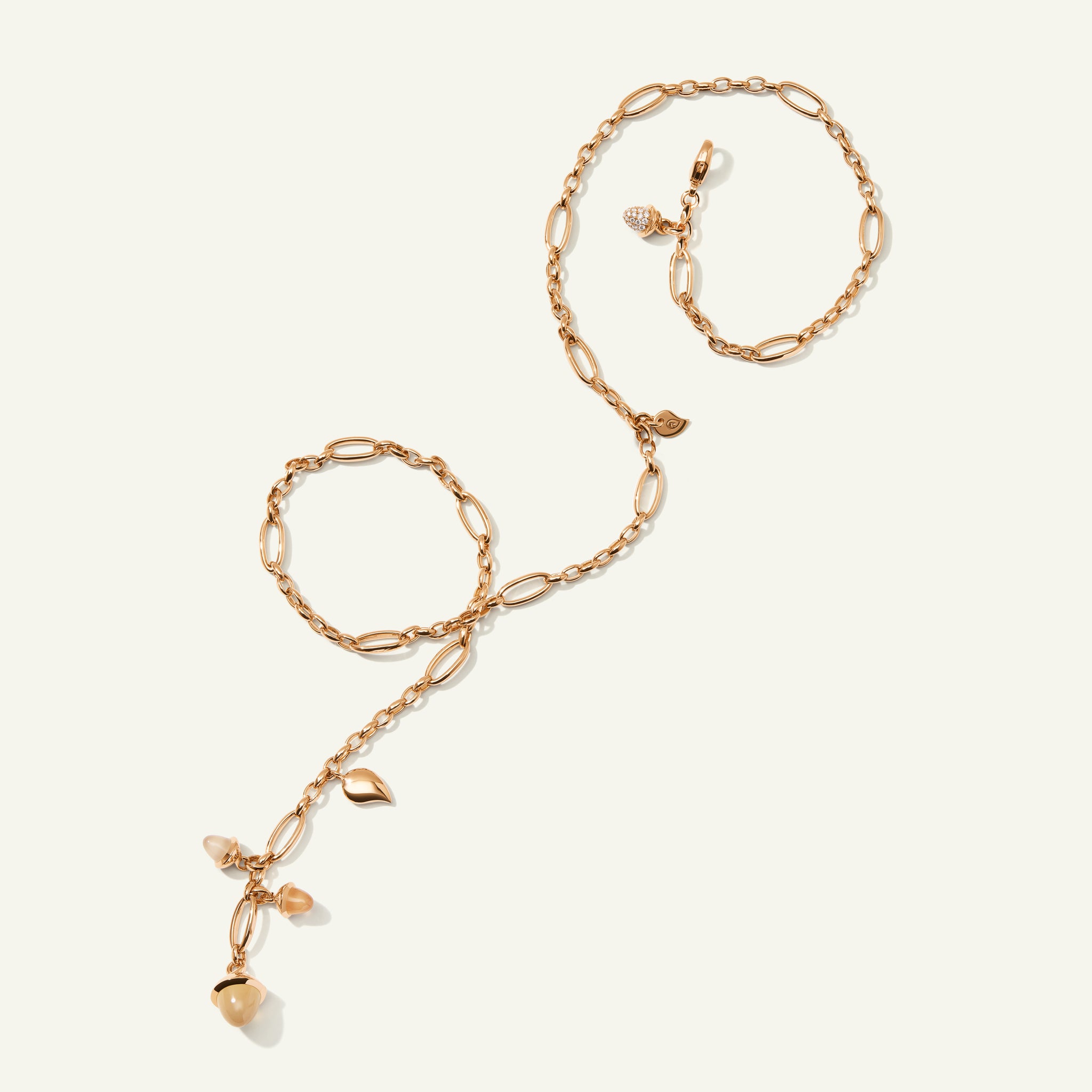 MIKADO Halskette, 51 cm in 'Camel' with Diamond Pavé