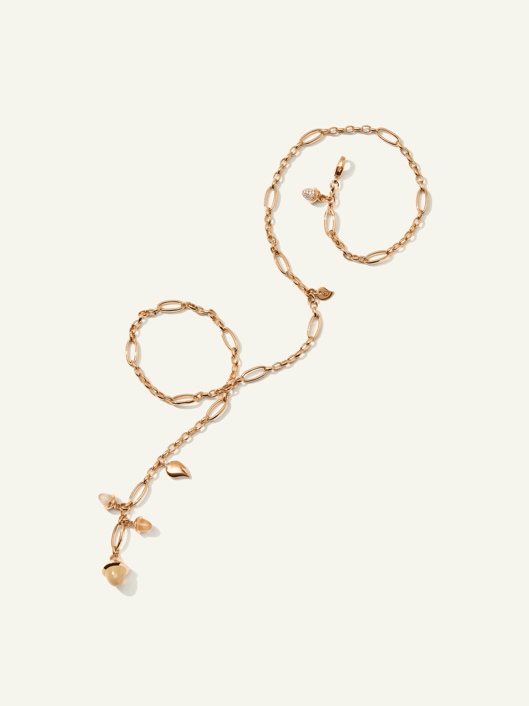 MIKADO Halskette, 51 cm in 'Camel' with Diamond Pavé