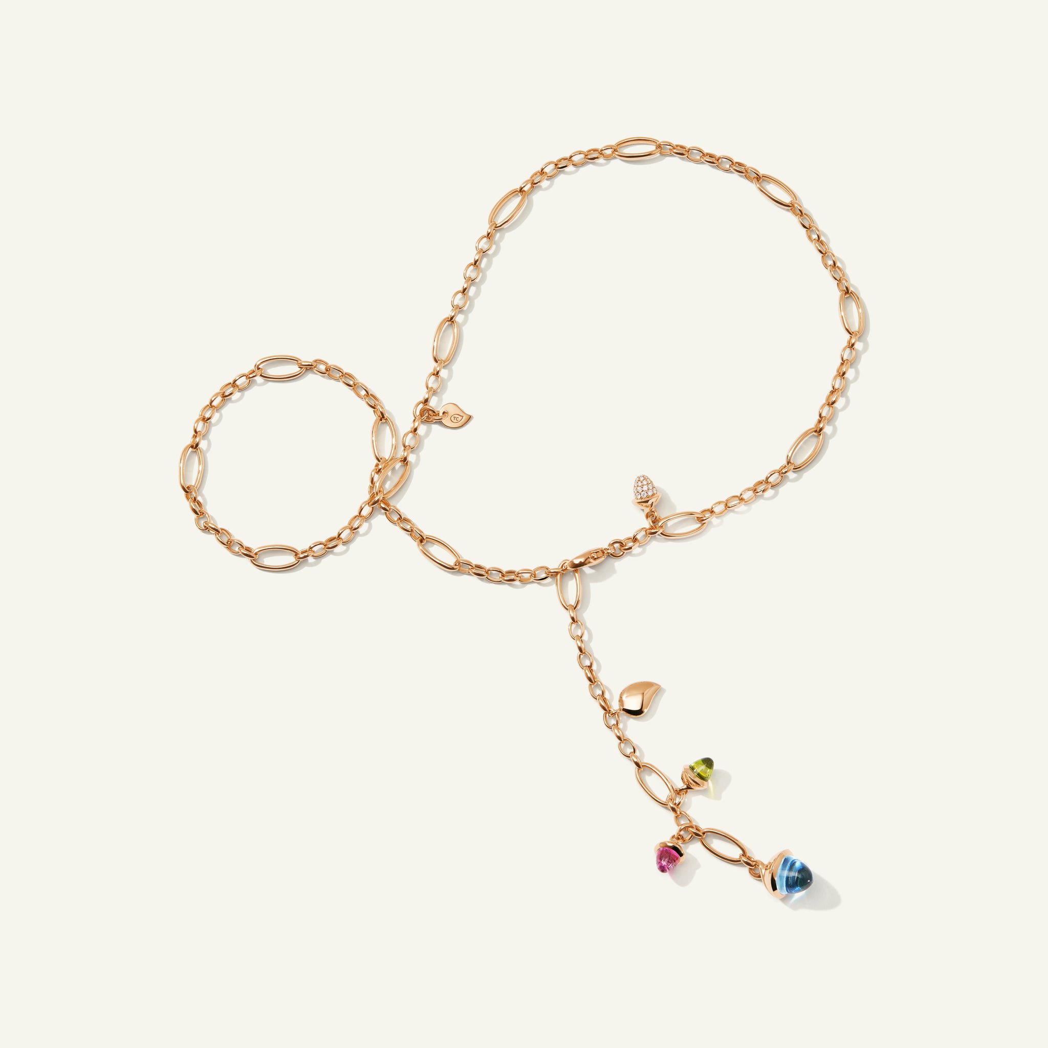 MIKADO Delicate Necklace, 51 cm in 'Candy' with Diamond Pavé