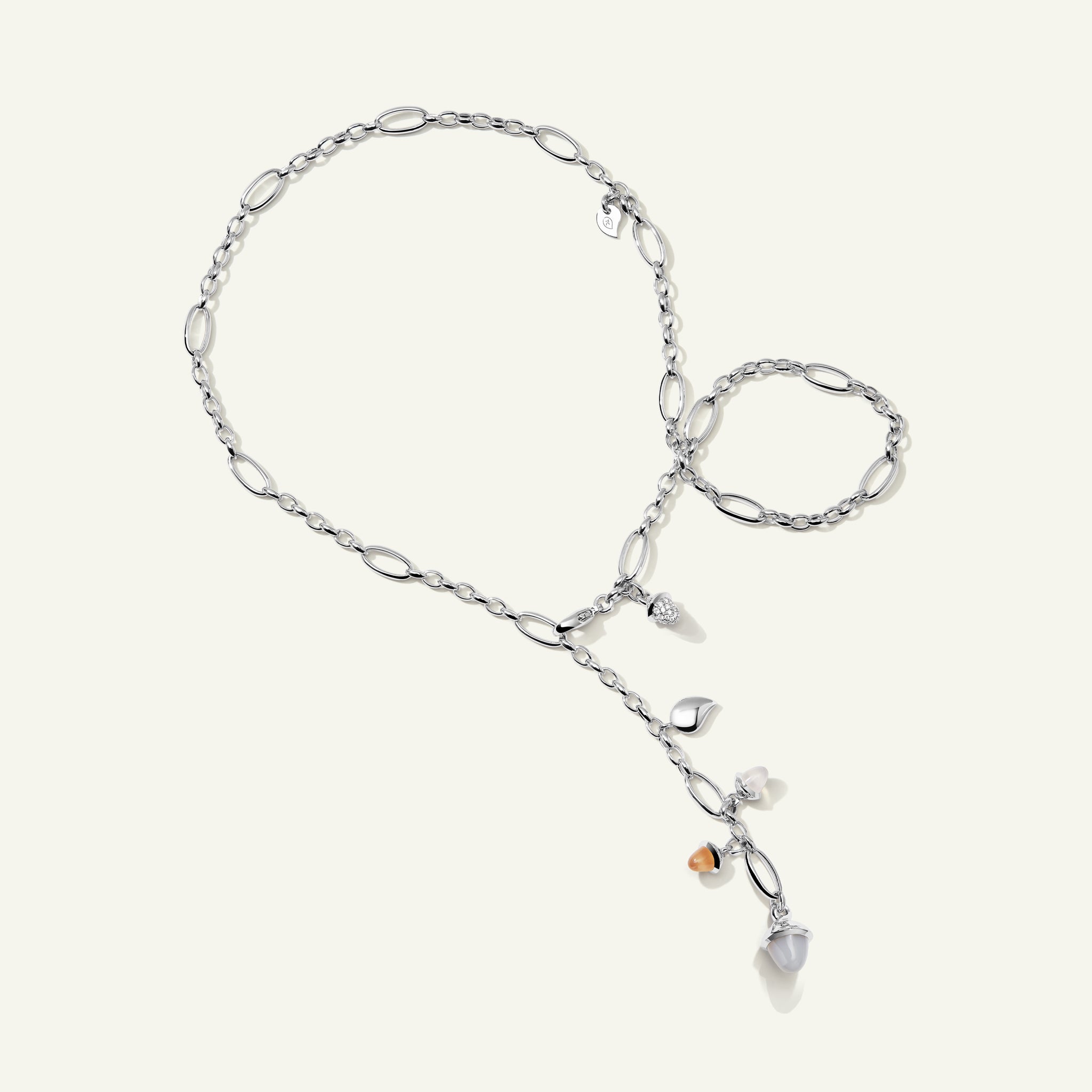 MIKADO Delicate Necklace, 51 cm in 'Cashmere' with Diamond Pavé