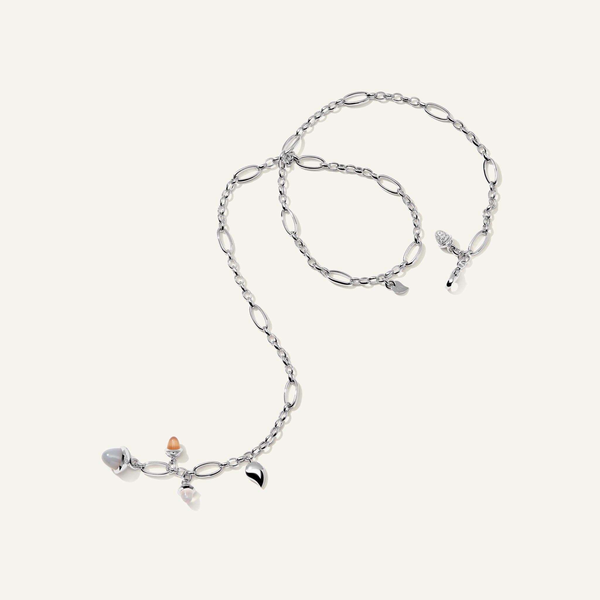 MIKADO Delicate Necklace, 51 cm in 'Cashmere' with Diamond Pavé