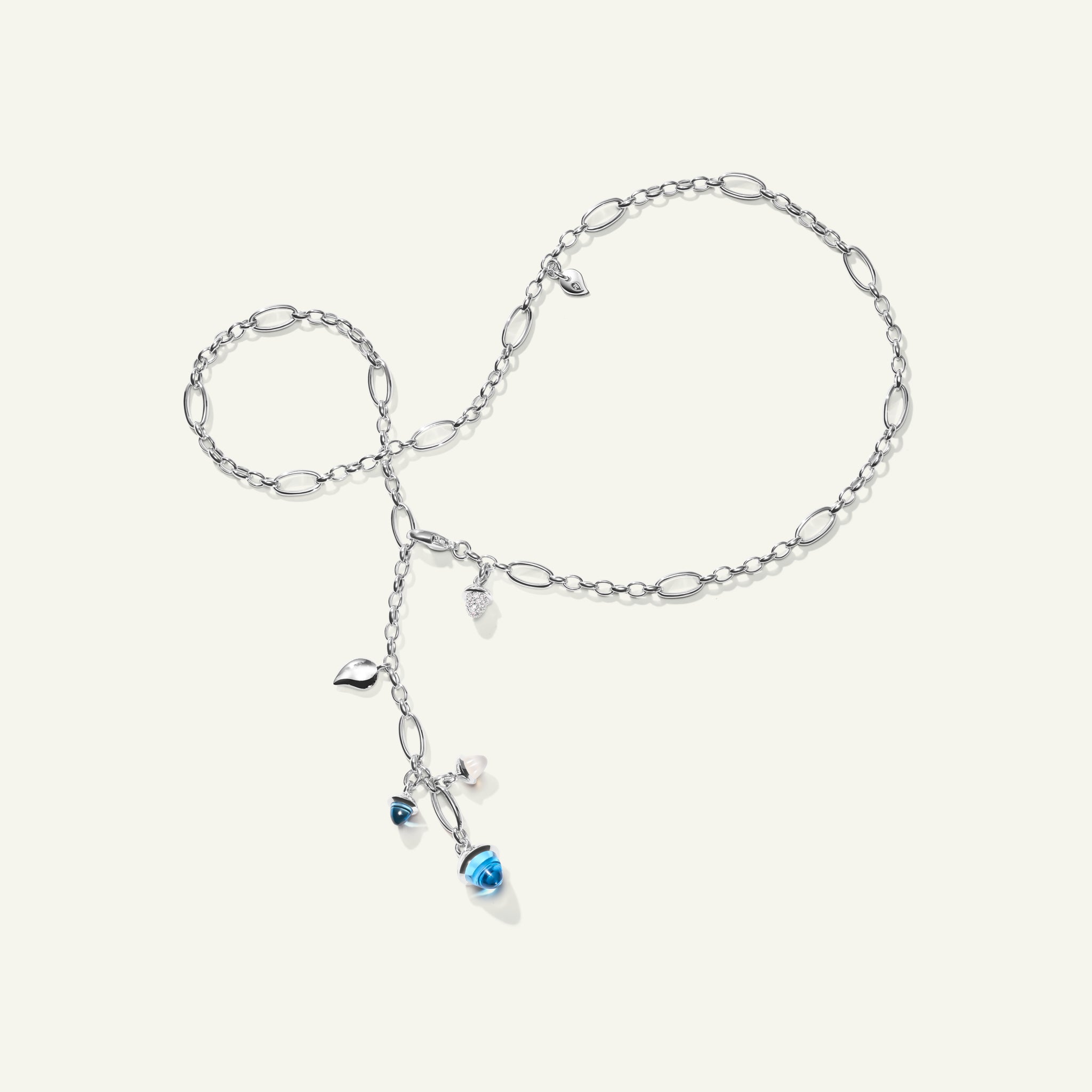 MIKADO Delicate Necklace, 51 cm in 'Ocean' with Diamond Pavé