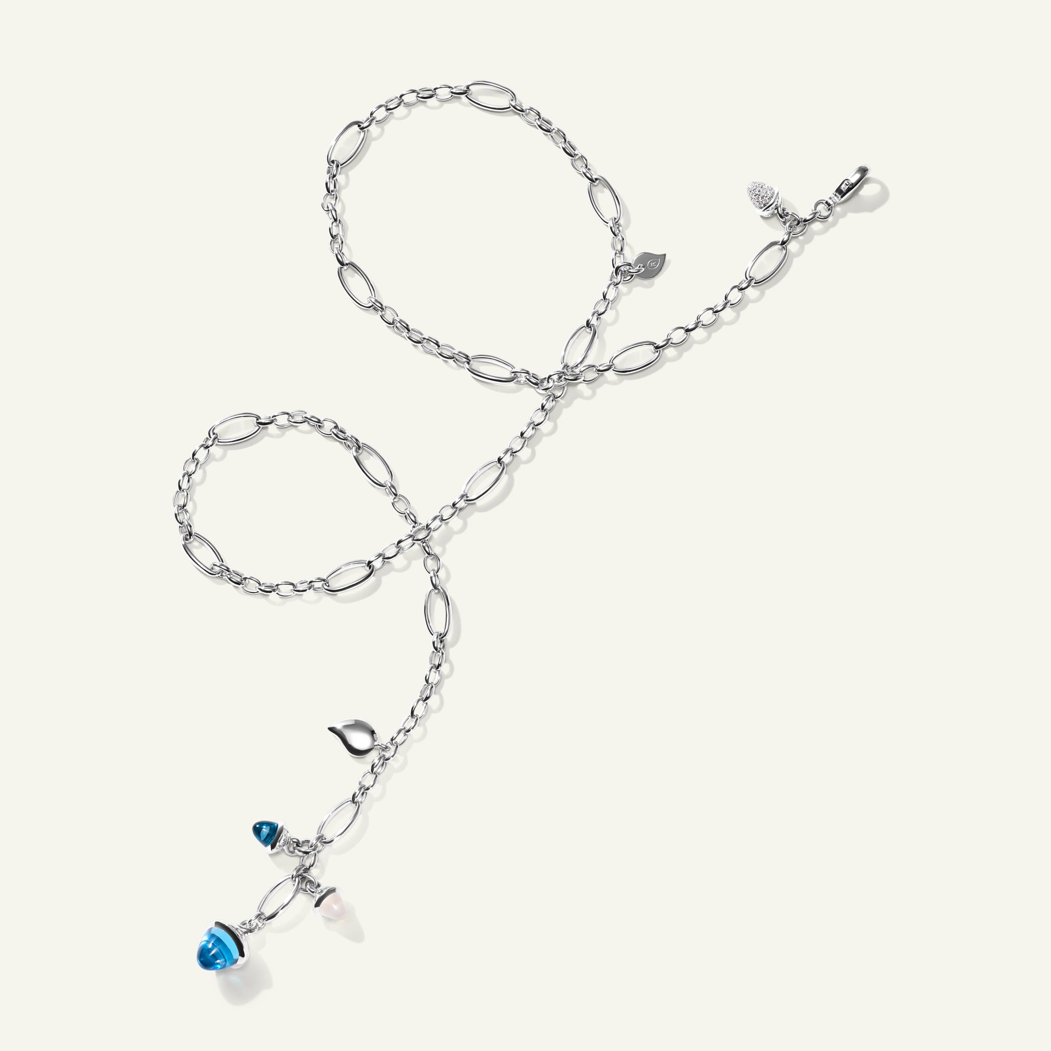 MIKADO Delicate Necklace, 51 cm in 'Ocean' with Diamond Pavé