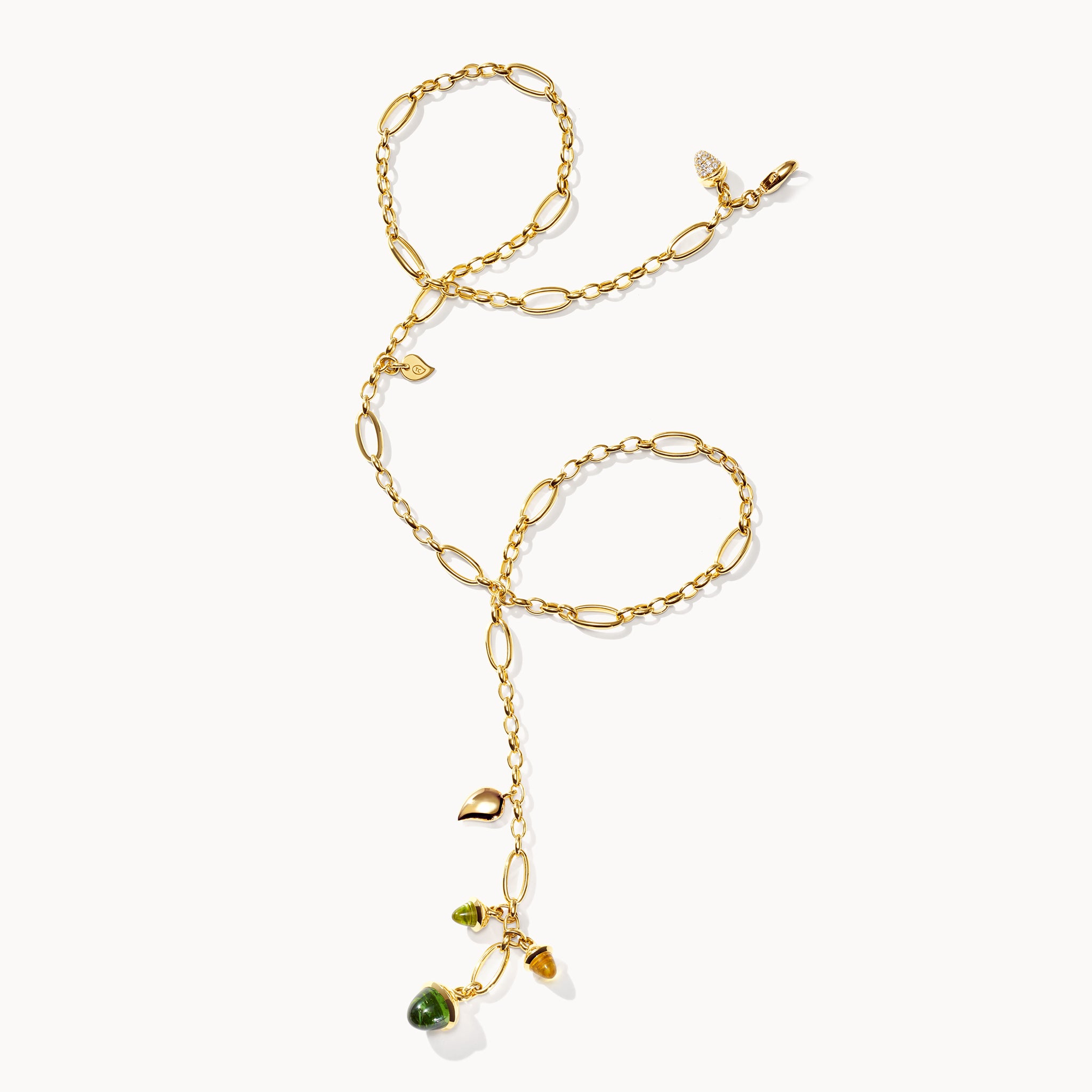 MIKADO Delicate Necklace, 51 cm in 'Rainforest' with Diamond Pavé