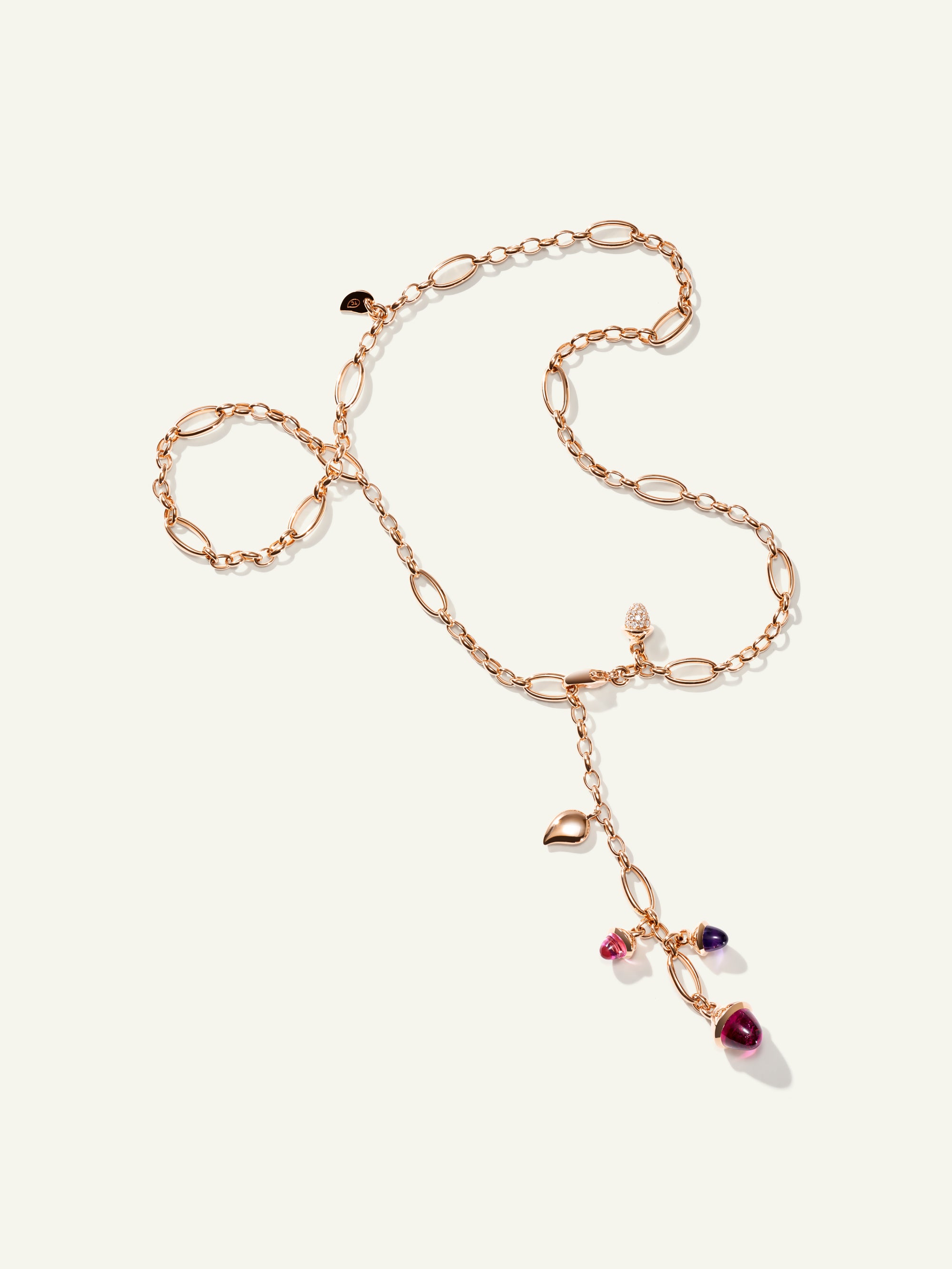MIKADO Delicate Necklace, 51 cm in 'Wildberry' with Diamond Pavé