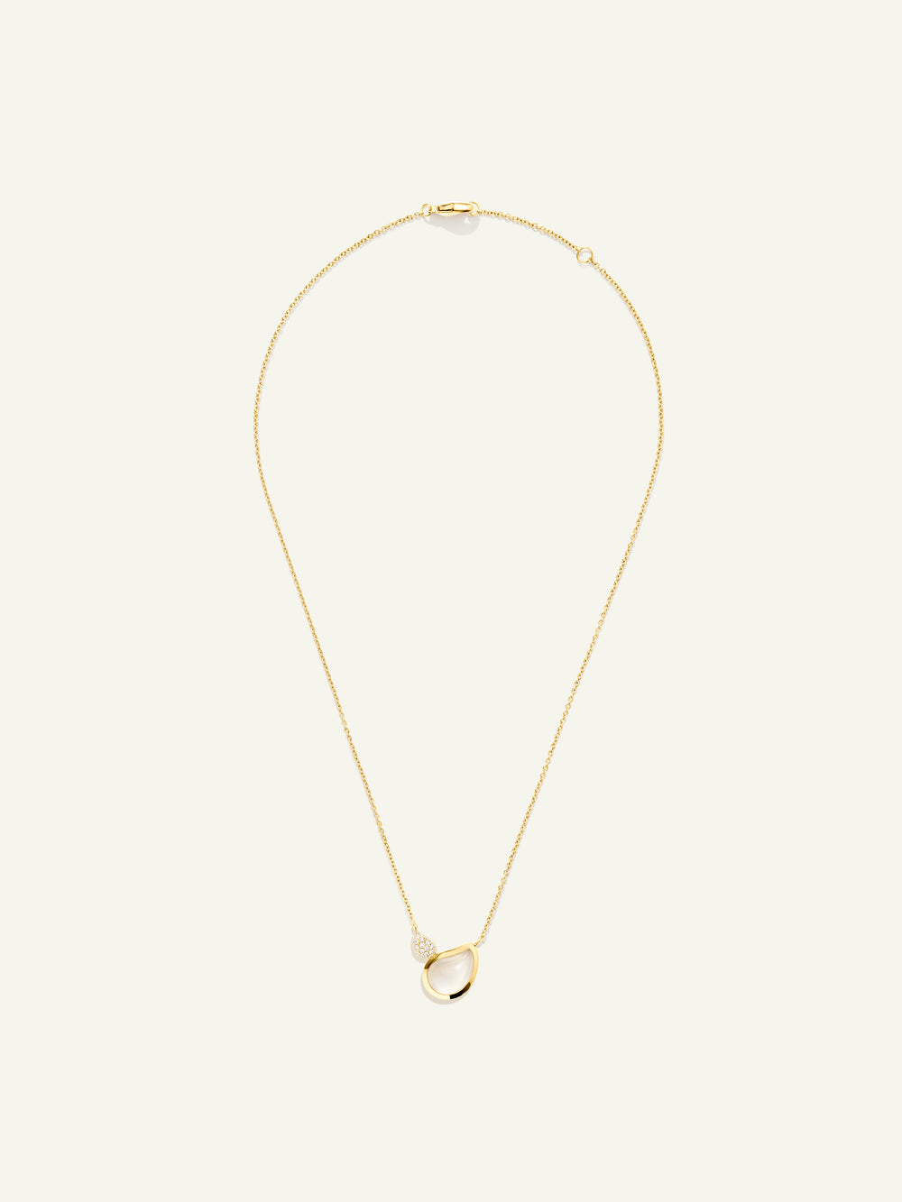 Necklace SIGNATURE 2 Drops Moonstone sand/white / Diamond Pavé