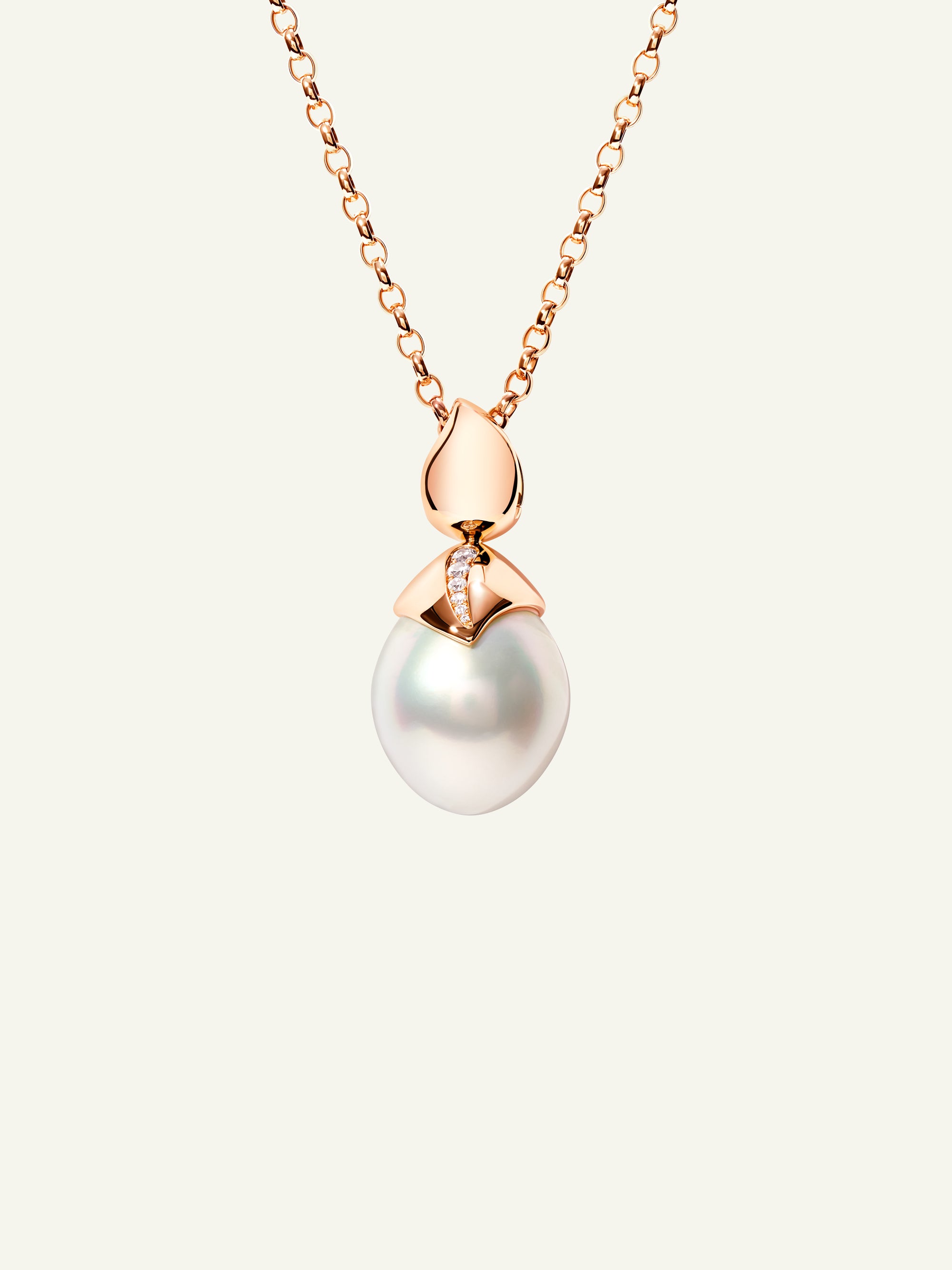 P-PRL-SSP15-p-rg | Pendant Southsea PEARL 15 mm with Diamond Pavé