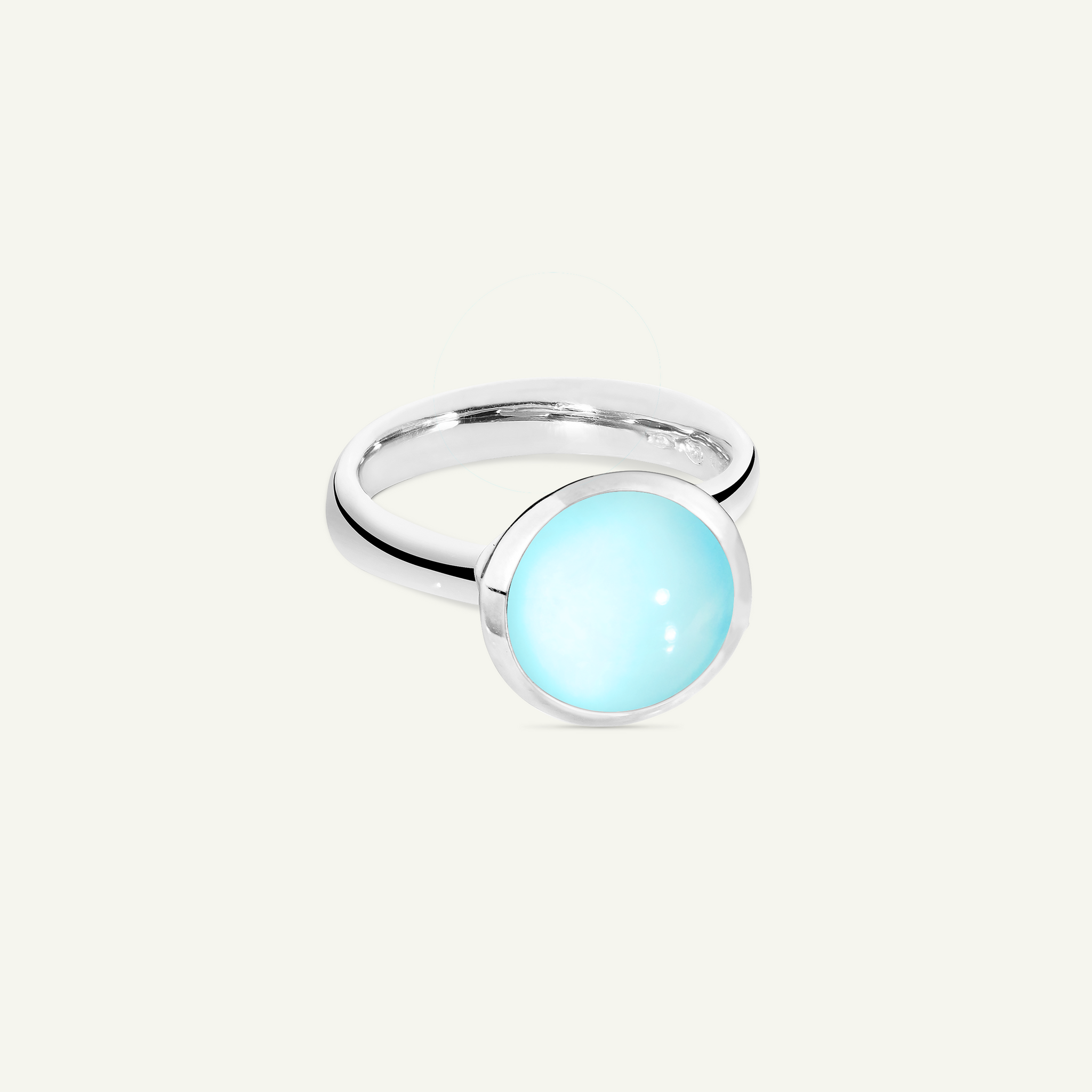 BOUTON Large Ring with Aqua Chalcedony