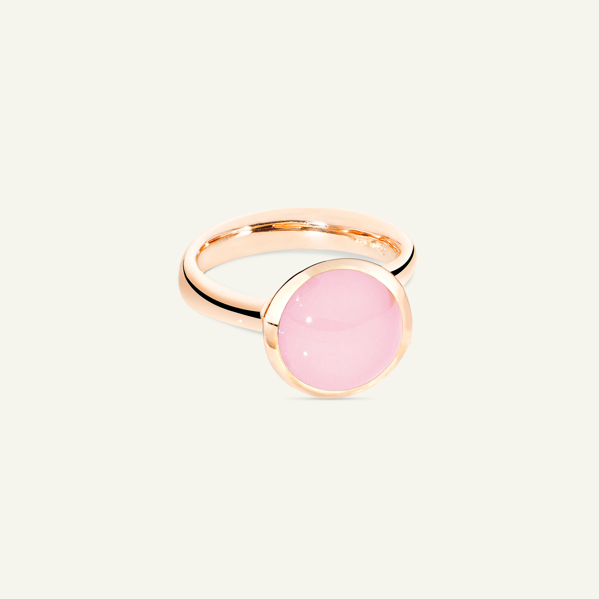 BOUTON Large Ring with Pink Chalcedony