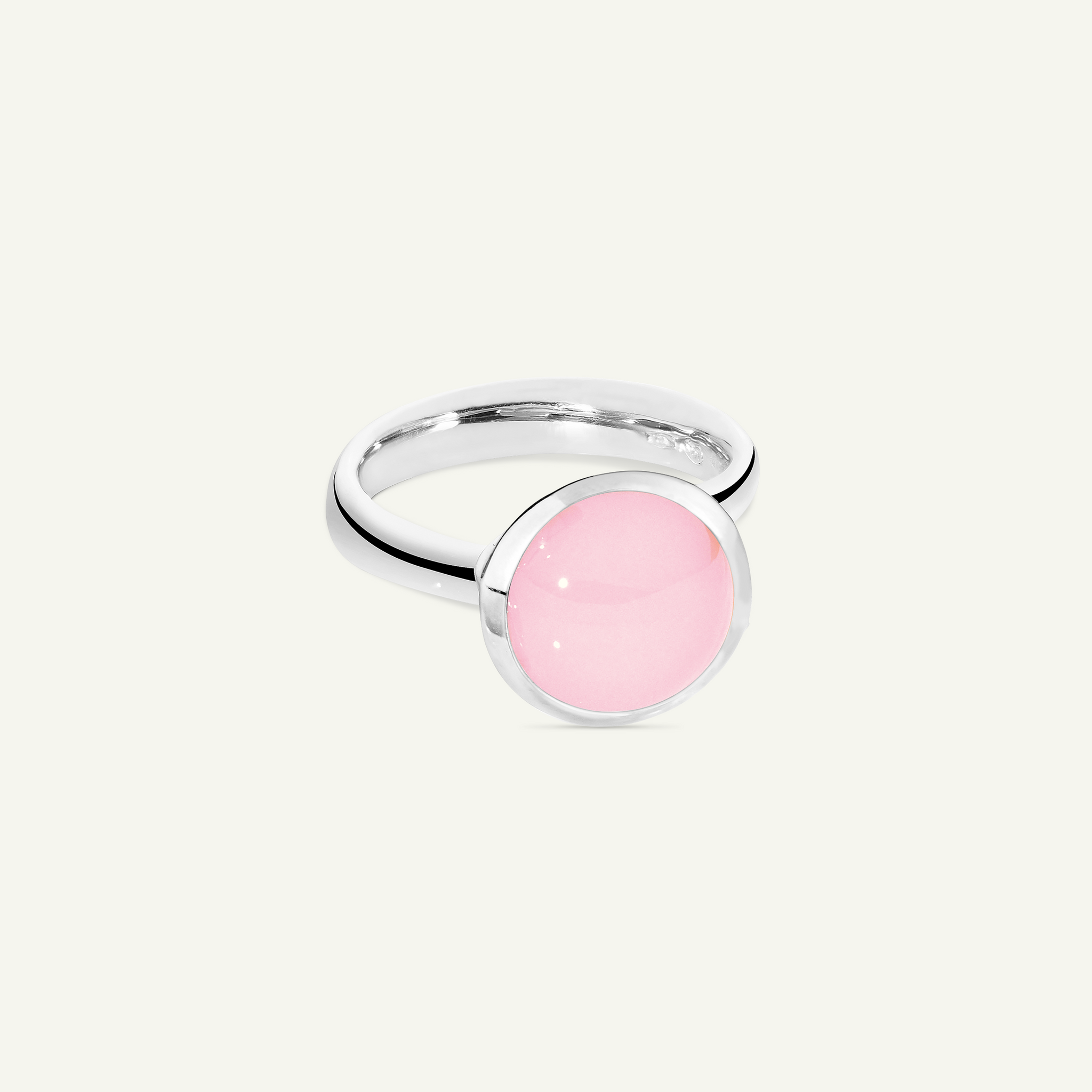 BOUTON Large Ring with Pink Chalcedony