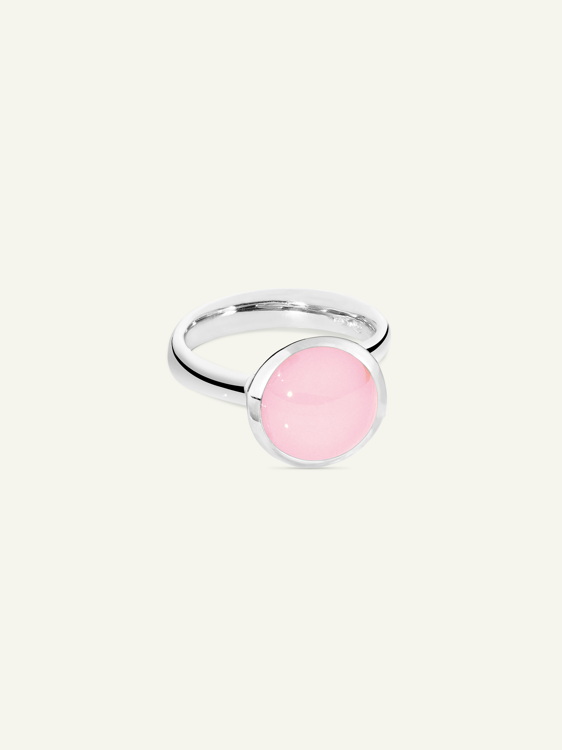 BOUTON Large Ring with Pink Chalcedony
