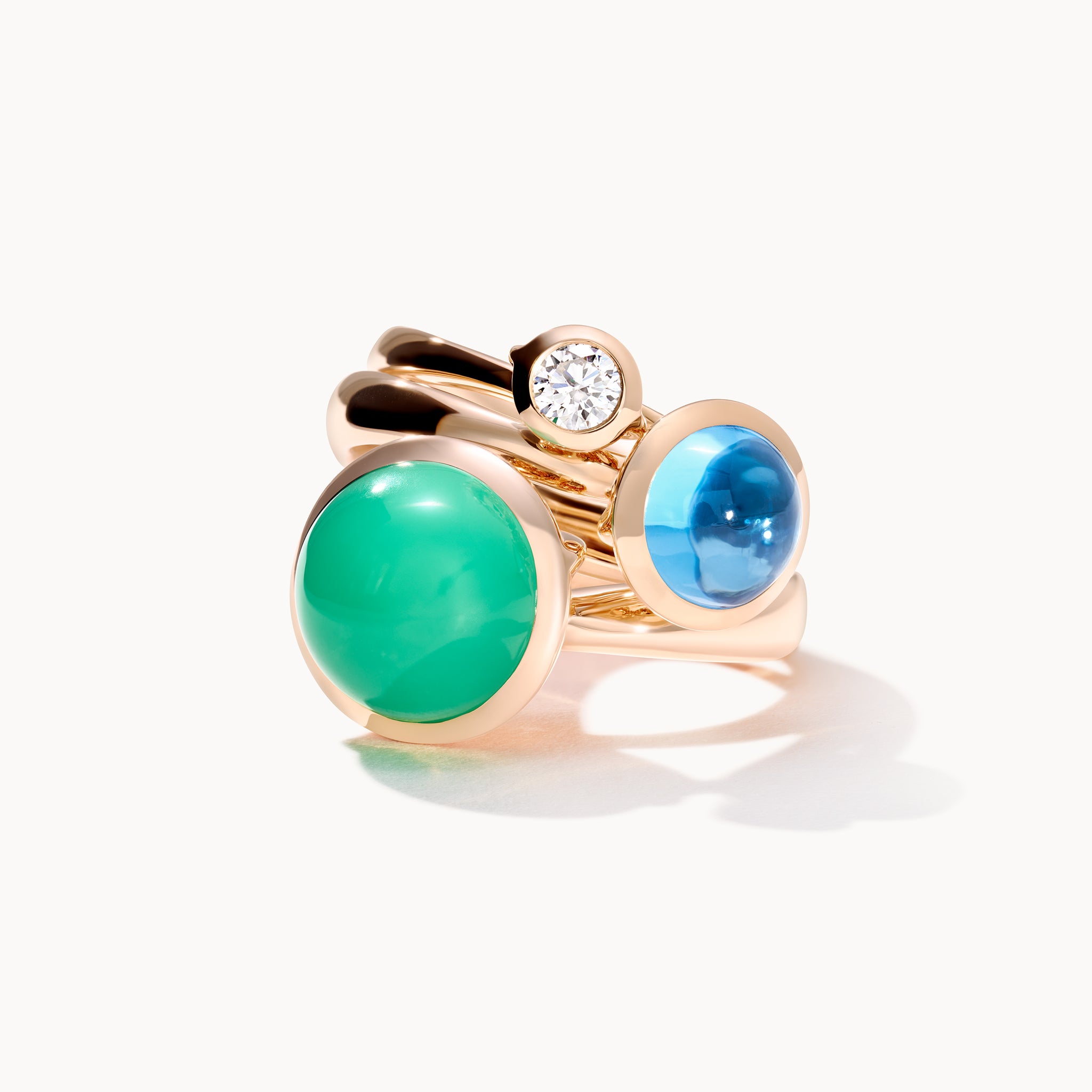 BOUTON Large Ring with Chrysoprase