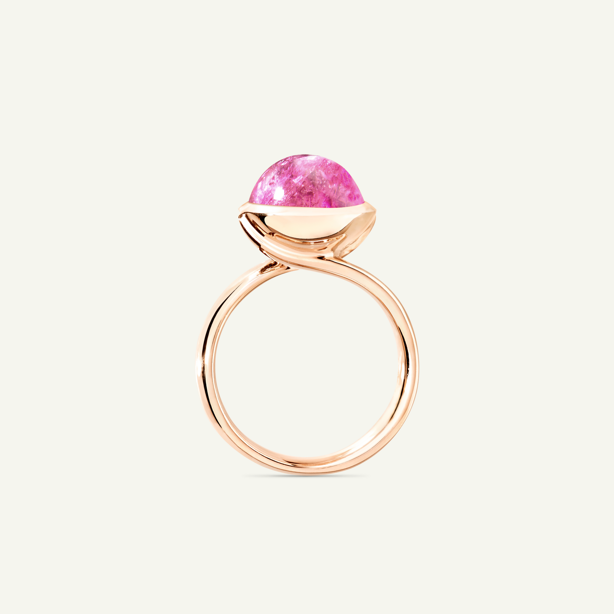 BOUTON Large Ring with Rose Tourmaline