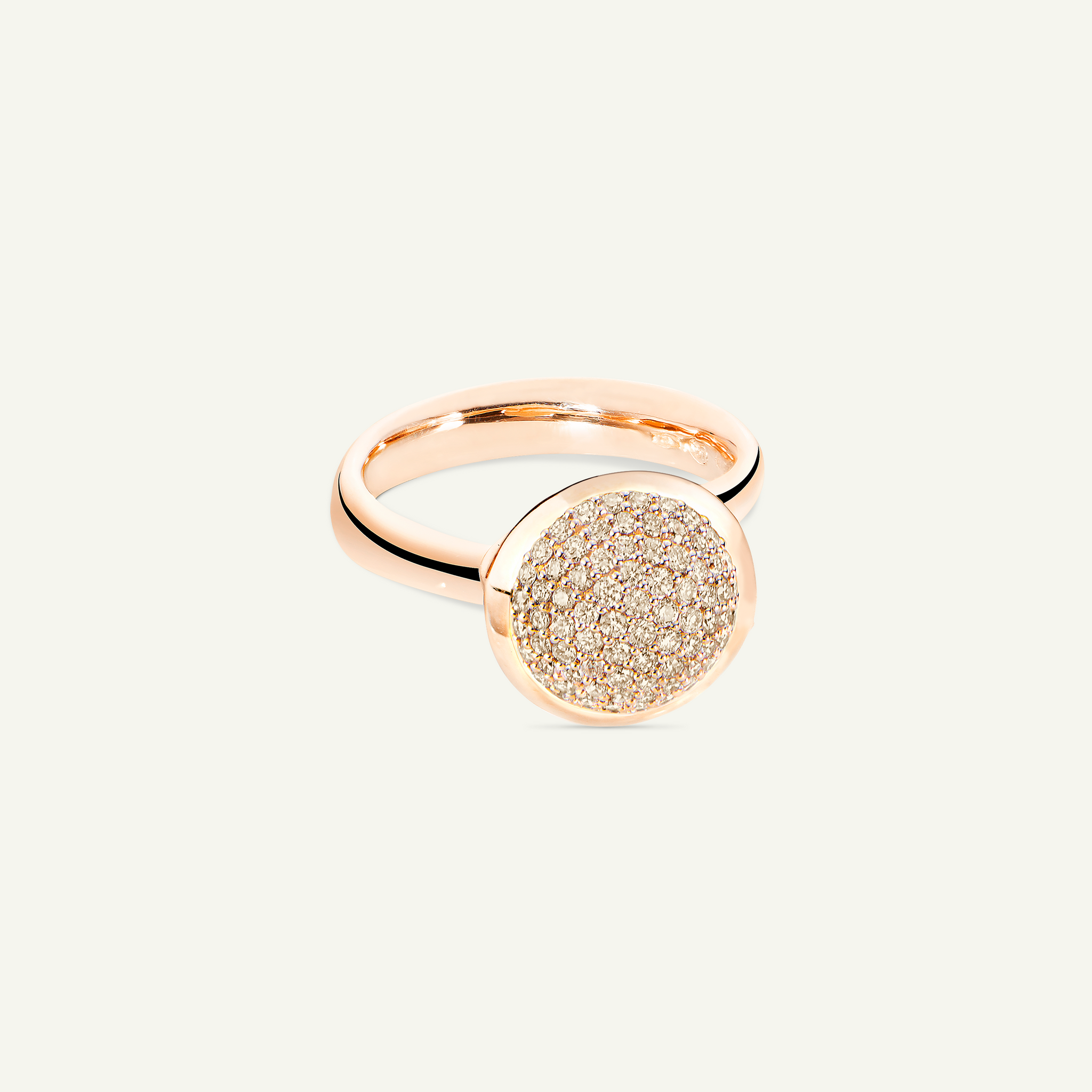 BOUTON Large Ring with Champagne Diamant Pavé